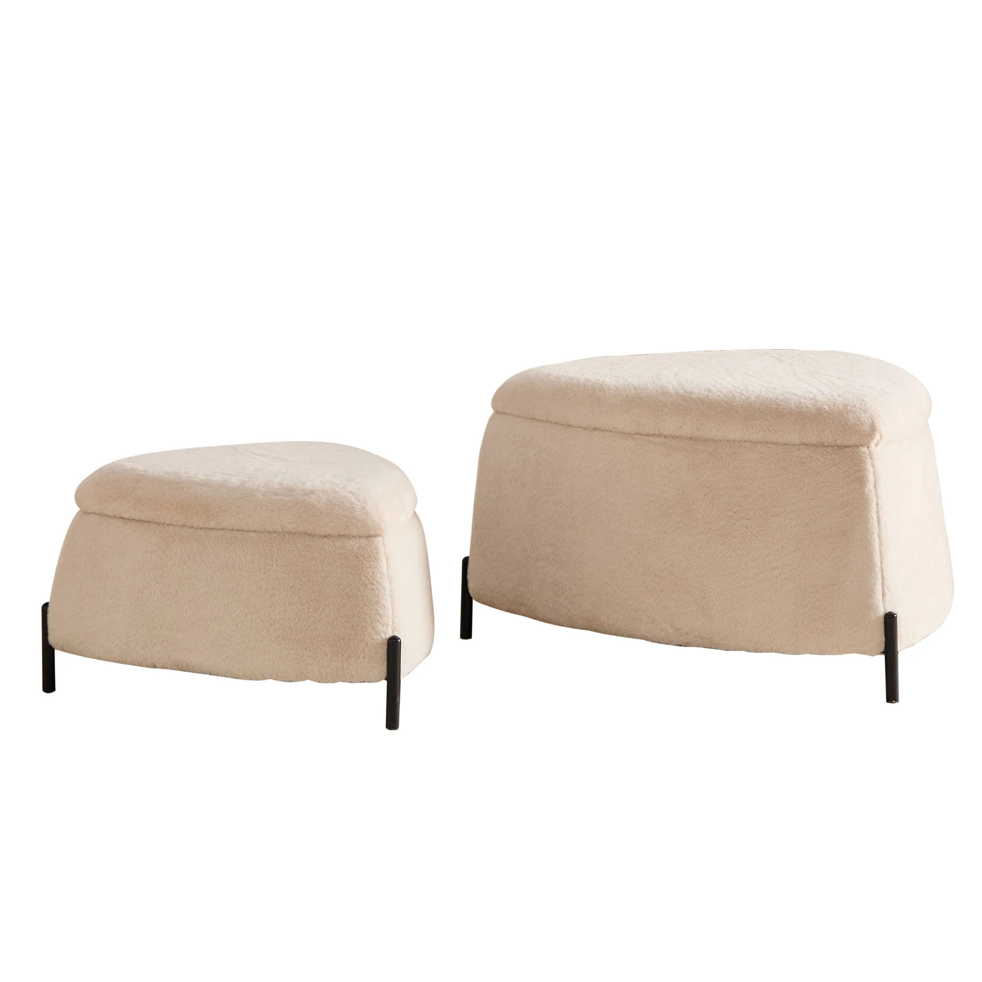 Upholstered Storage Ottoman Set With Reversible Lid - Image 3