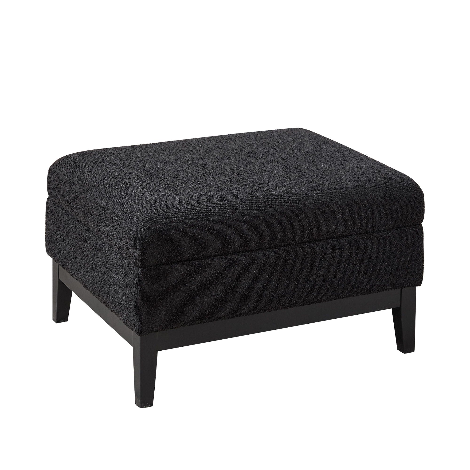 Upholstered Storage Ottoman With Reversible Lid Coffee Table With Rubberwood Legs - Image 2