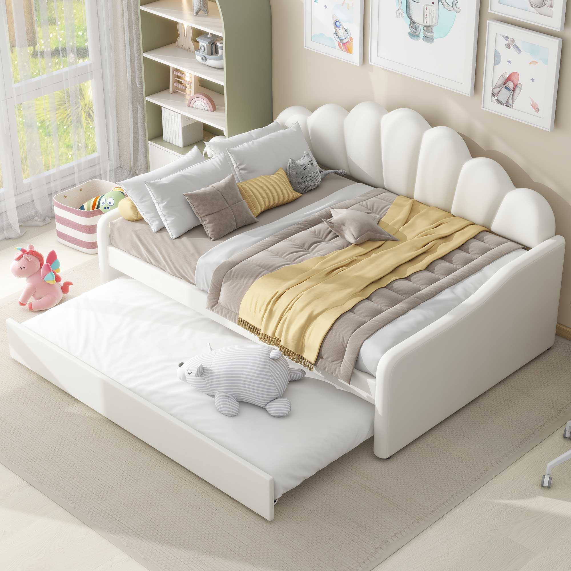 Upholstery Daybed Frame With Shell Shaped Backrest - Image 5