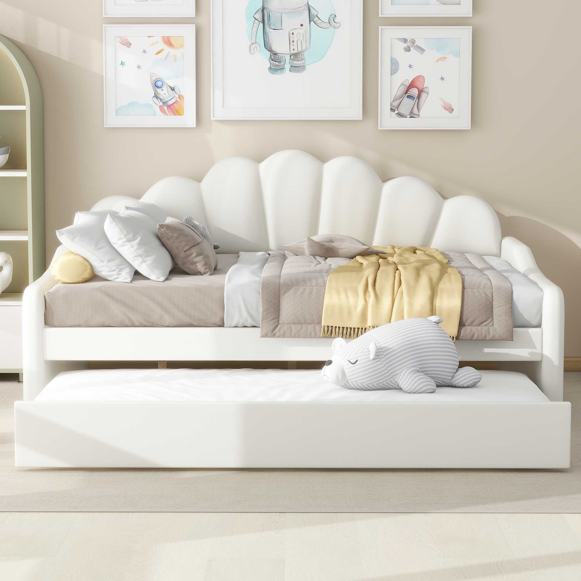 Upholstery Daybed Frame With Shell Shaped Backrest - Image 6