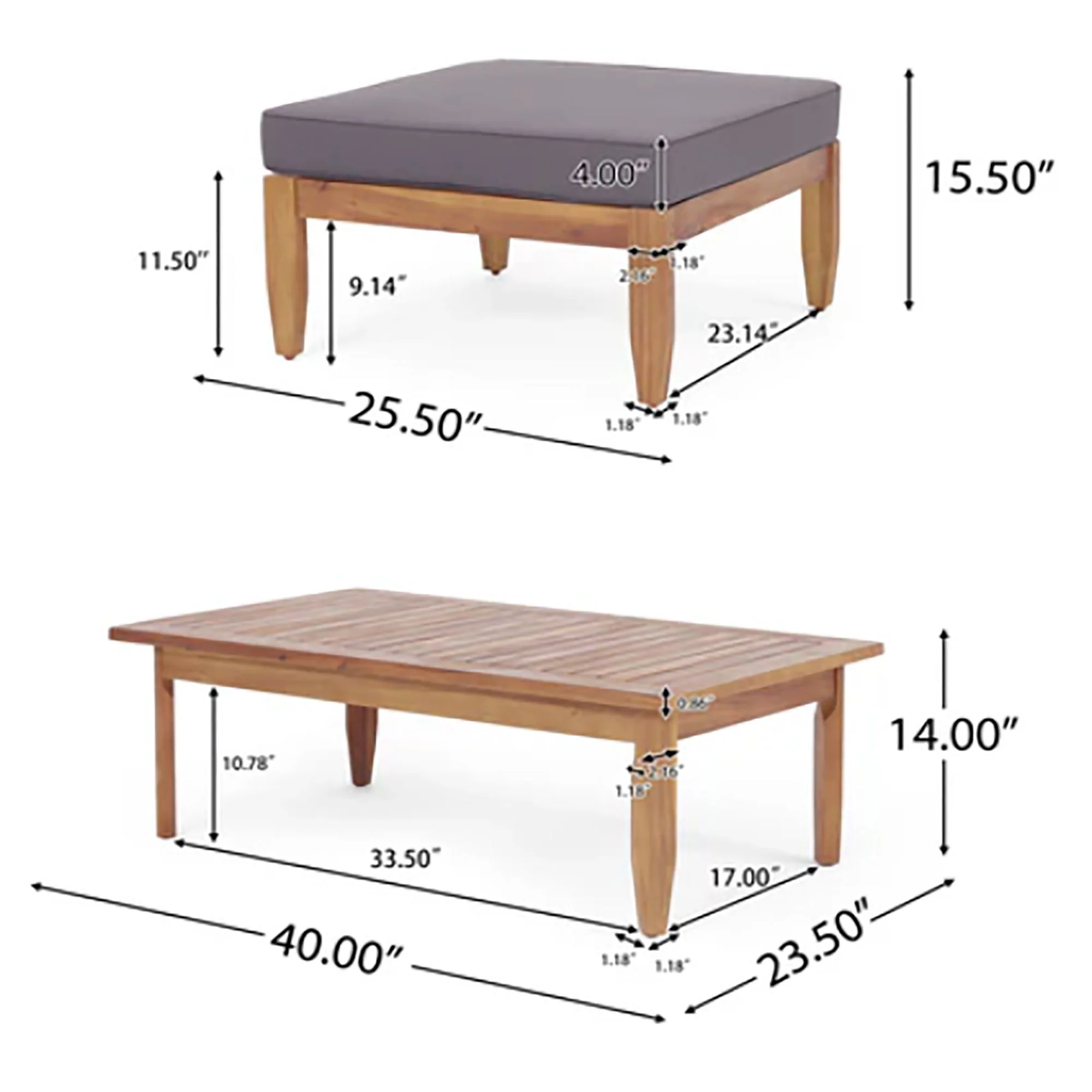 Urbanek - Acacia Wood Outdoor Conversation Set - Teak - Image 4