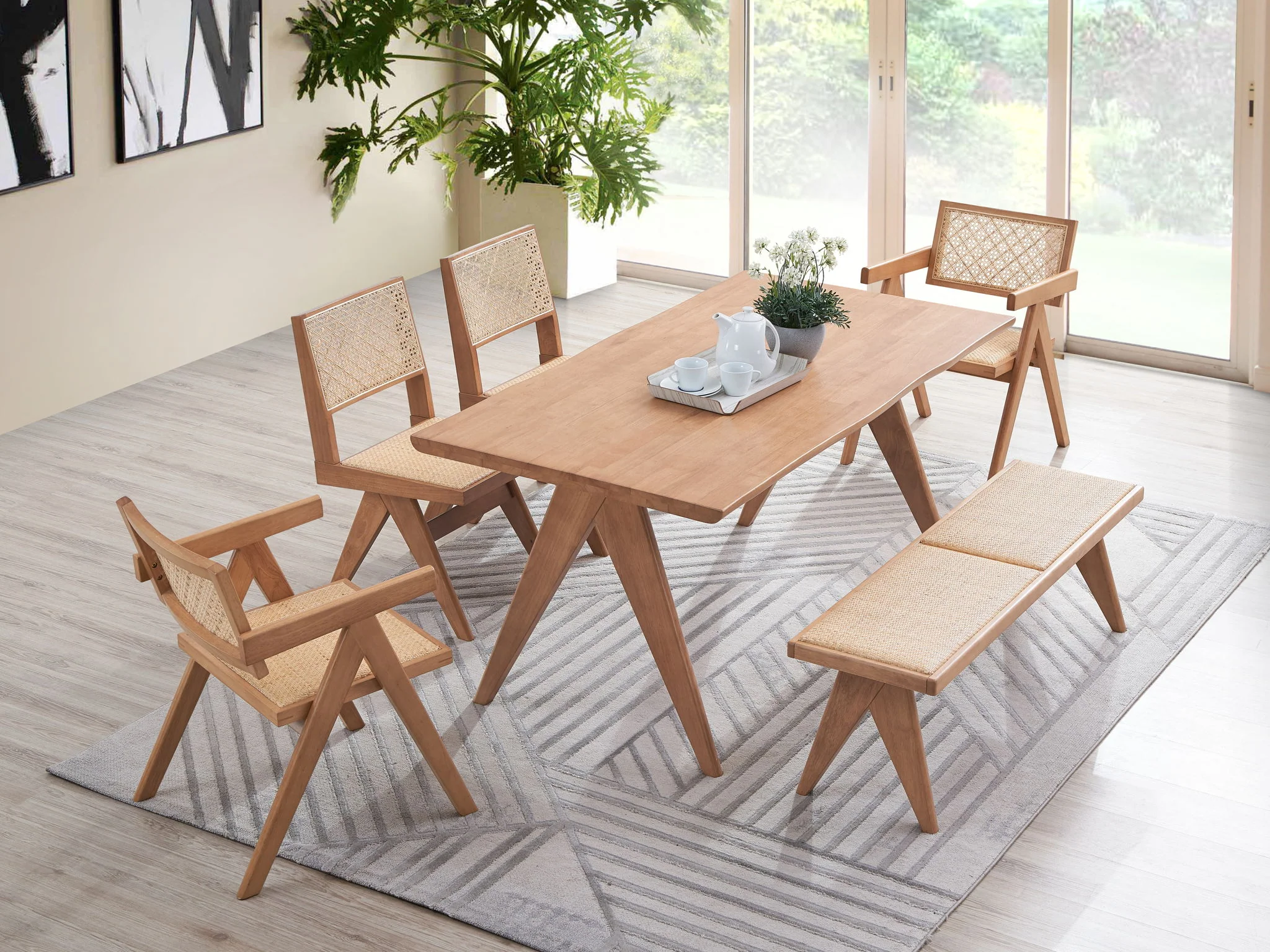Valentina - 6 Piece Patio Furniture Set - Rattan / Natural - Image 2
