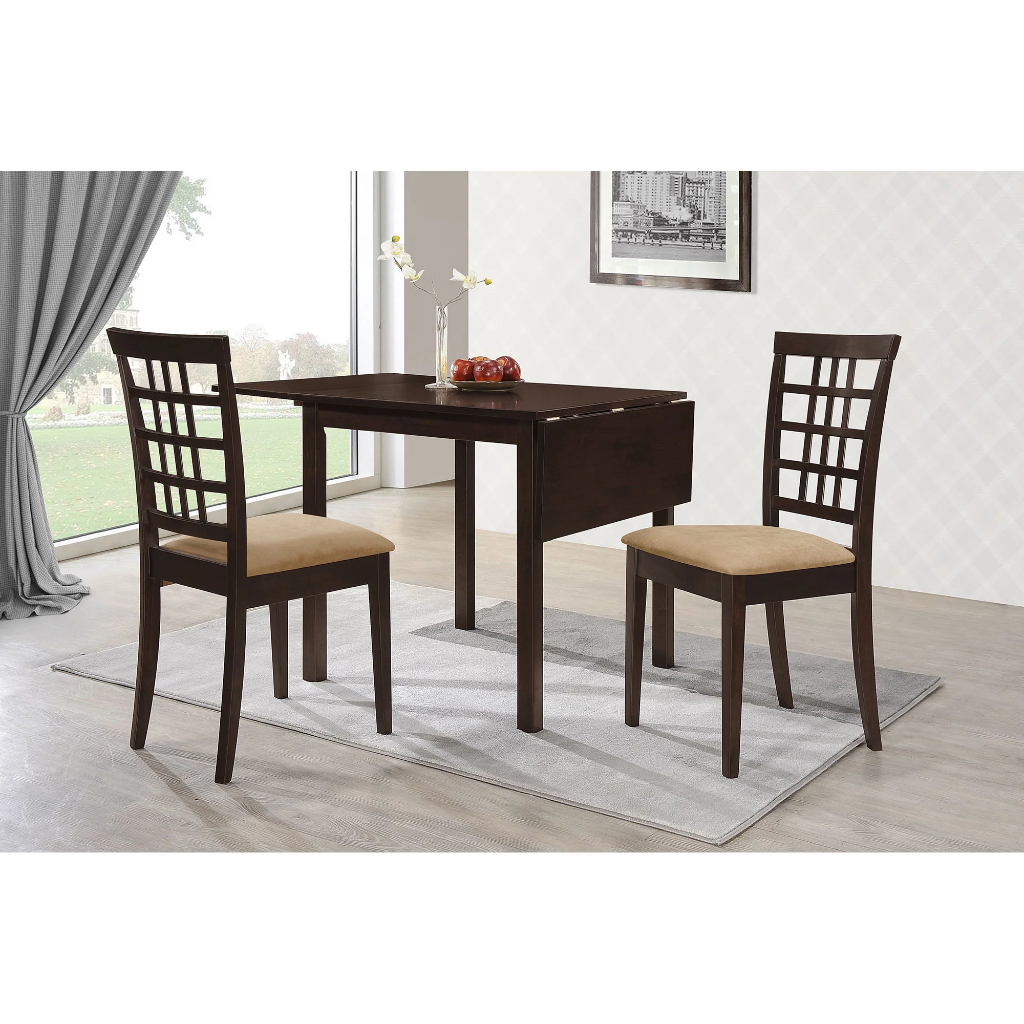 Vanetta - 3 Piece Dining Set With Drop Leaf Table And Chairs - Cappuccino - Image 4