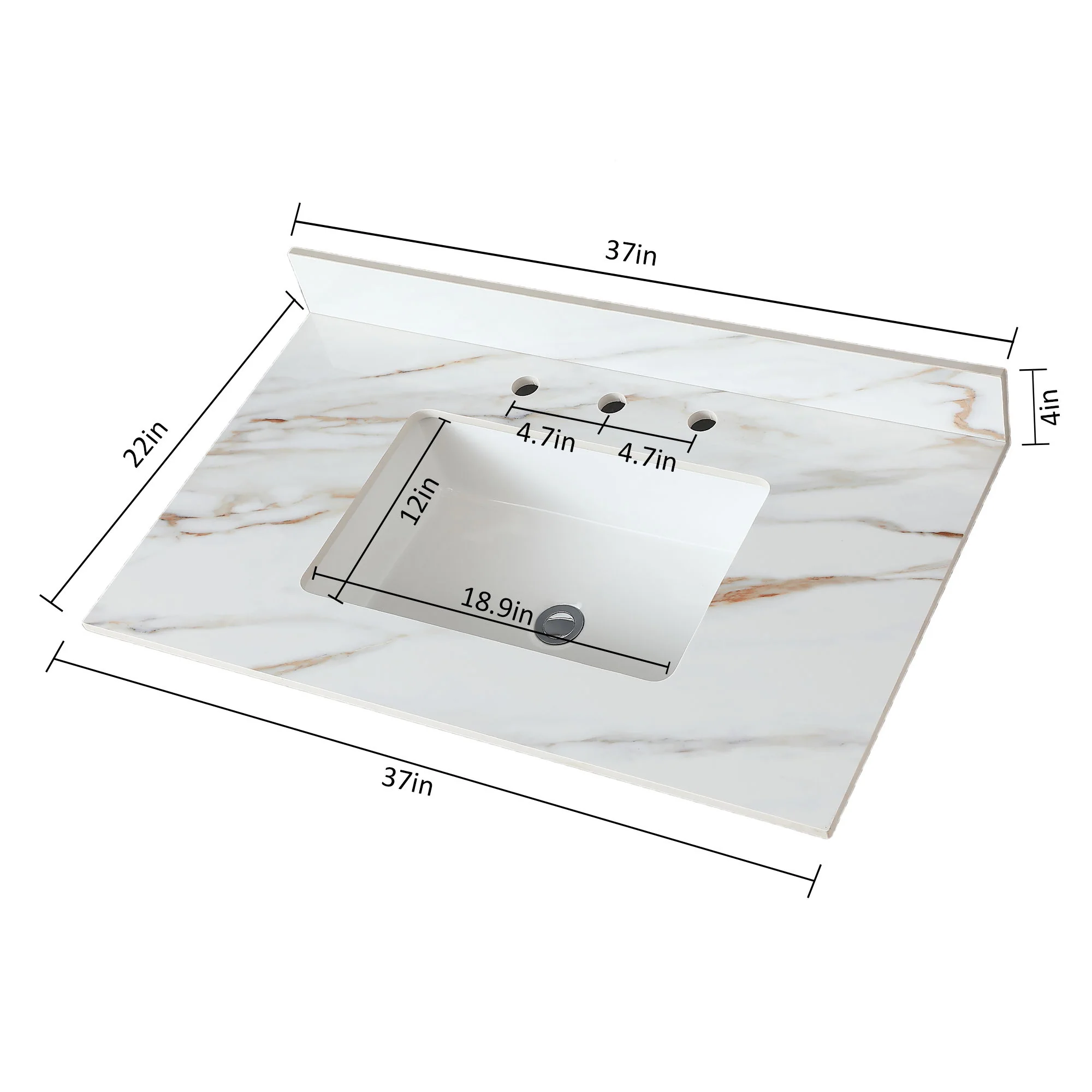 Vanity Top With Undermount Sink And Backsplash, Sintered Stone - Image 8