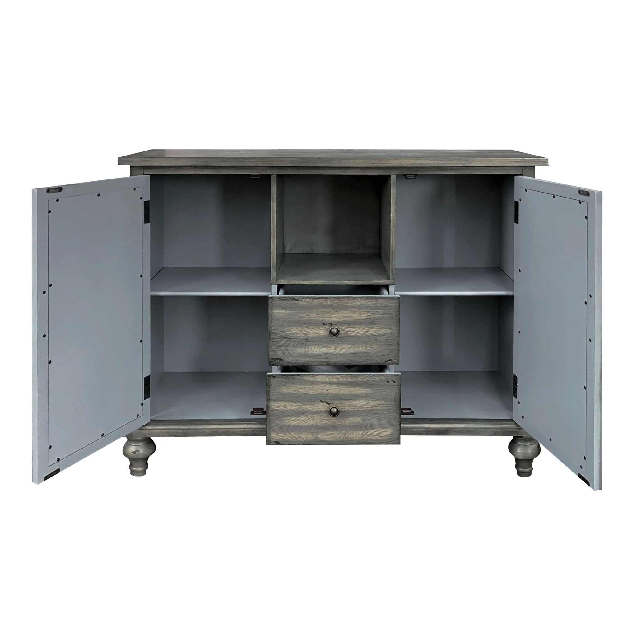 Velika - Weathered Console Table With 1 Open Compartment Storage - Gray - Image 4