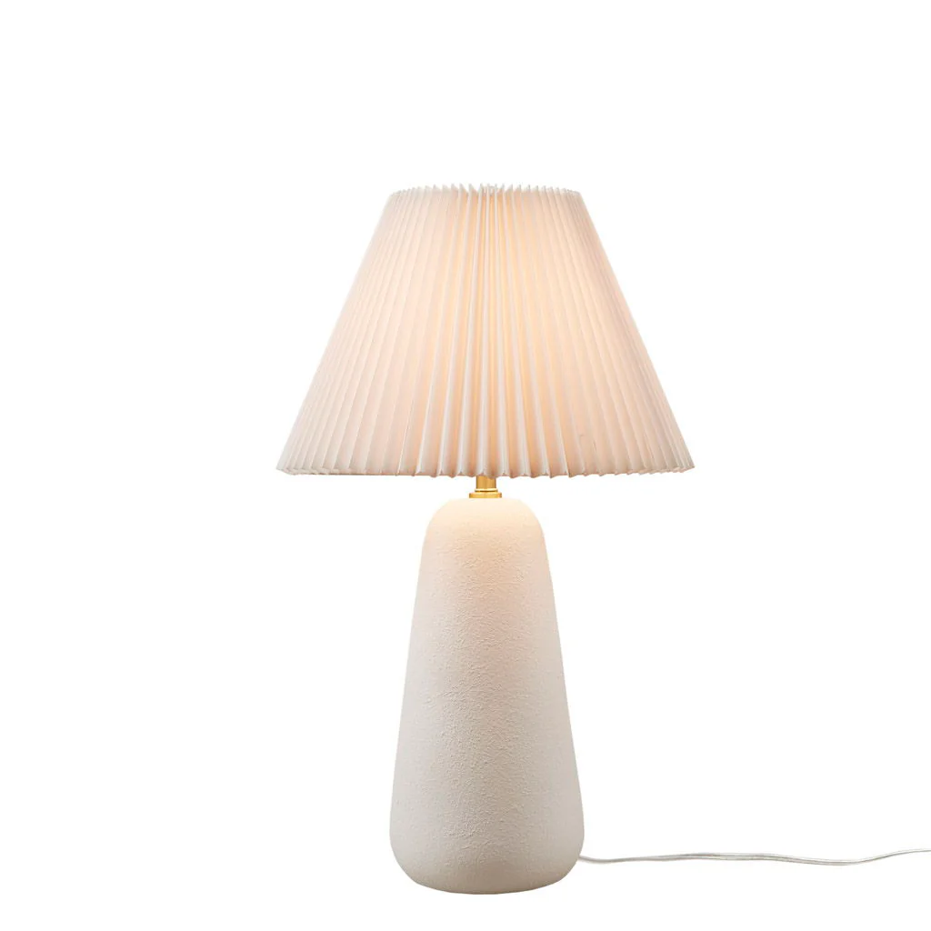 Veluna - Textured Table Lamp With Fluted Fabric Shade - White - Image 3