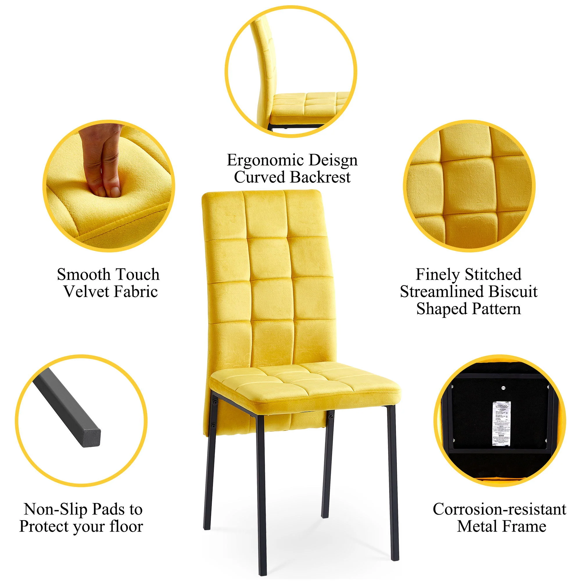 High Back Nordic Dining Chair Modern Fabric Chair With Legs (Set of 2) - Image 10
