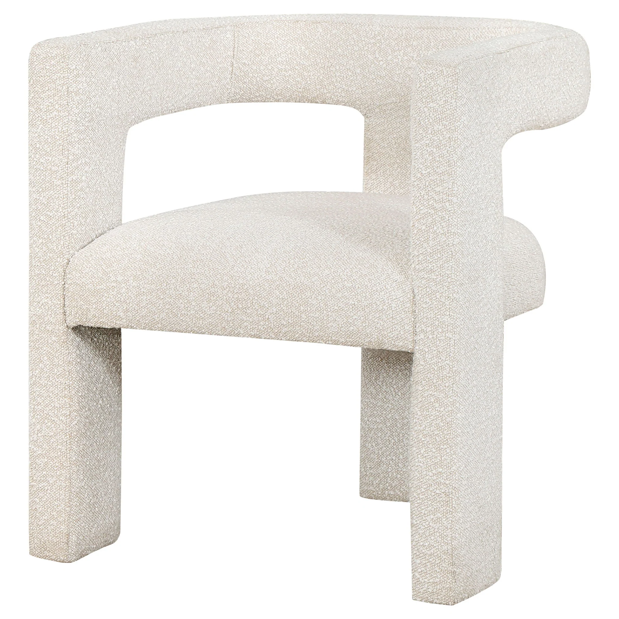 Verda - Upholstered Accent Side Chair In Soft With Rounded Open Back And 3 Leg Base - White - Image 3