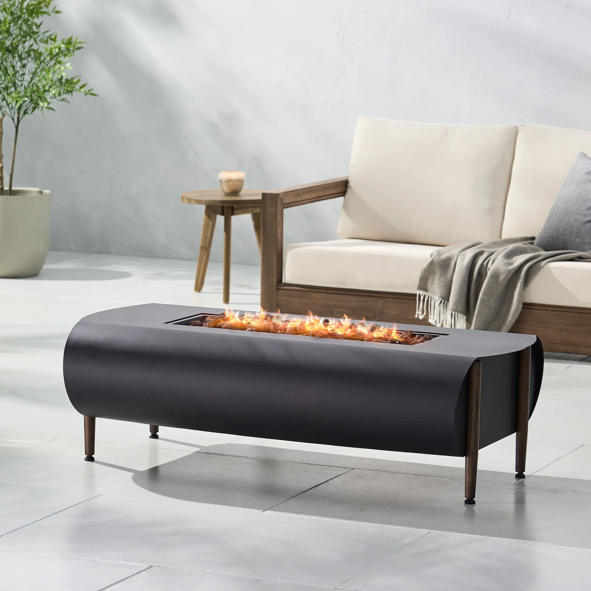 Vernon - Rectangle Fire Pit 50, 000 Btu - Dark Gray - Image 2