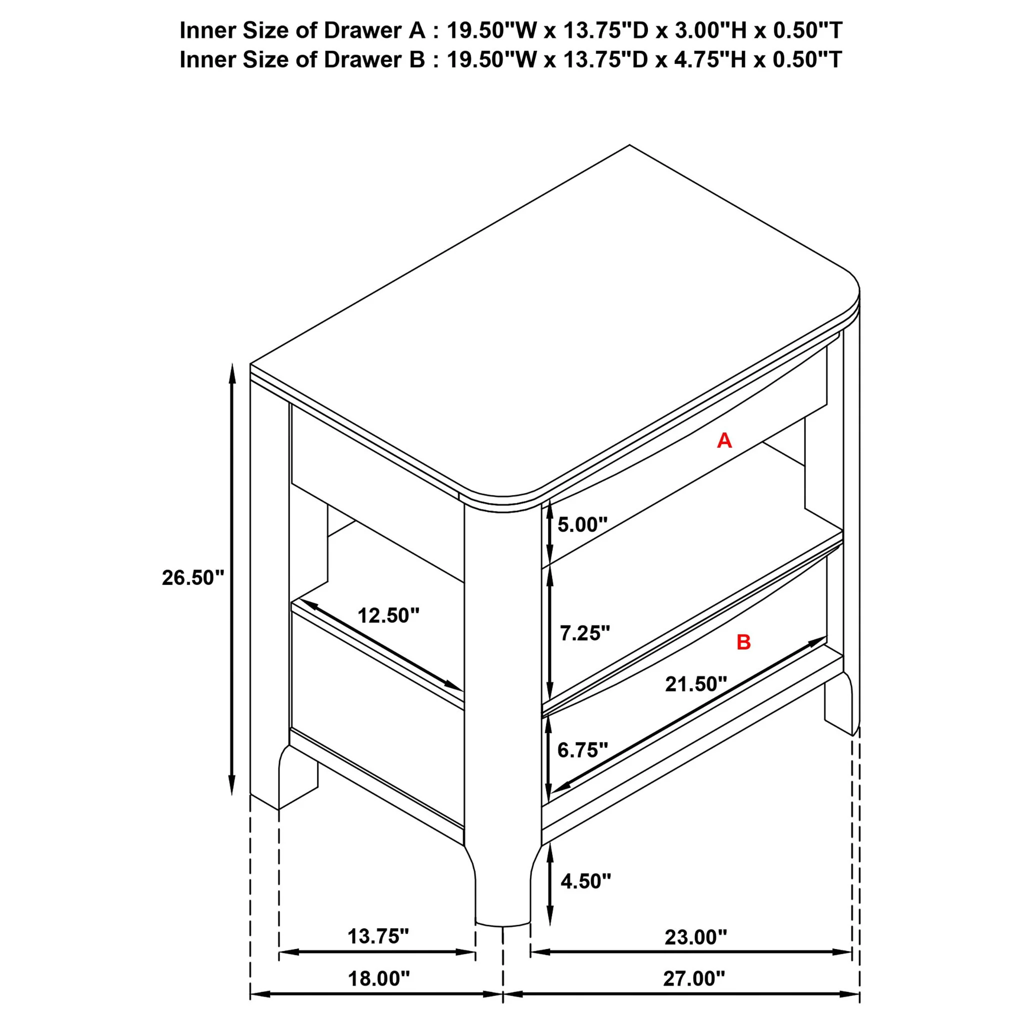 Verona - 2 Drawer Bedside Table With Hidden Storage - Walnut - Image 2