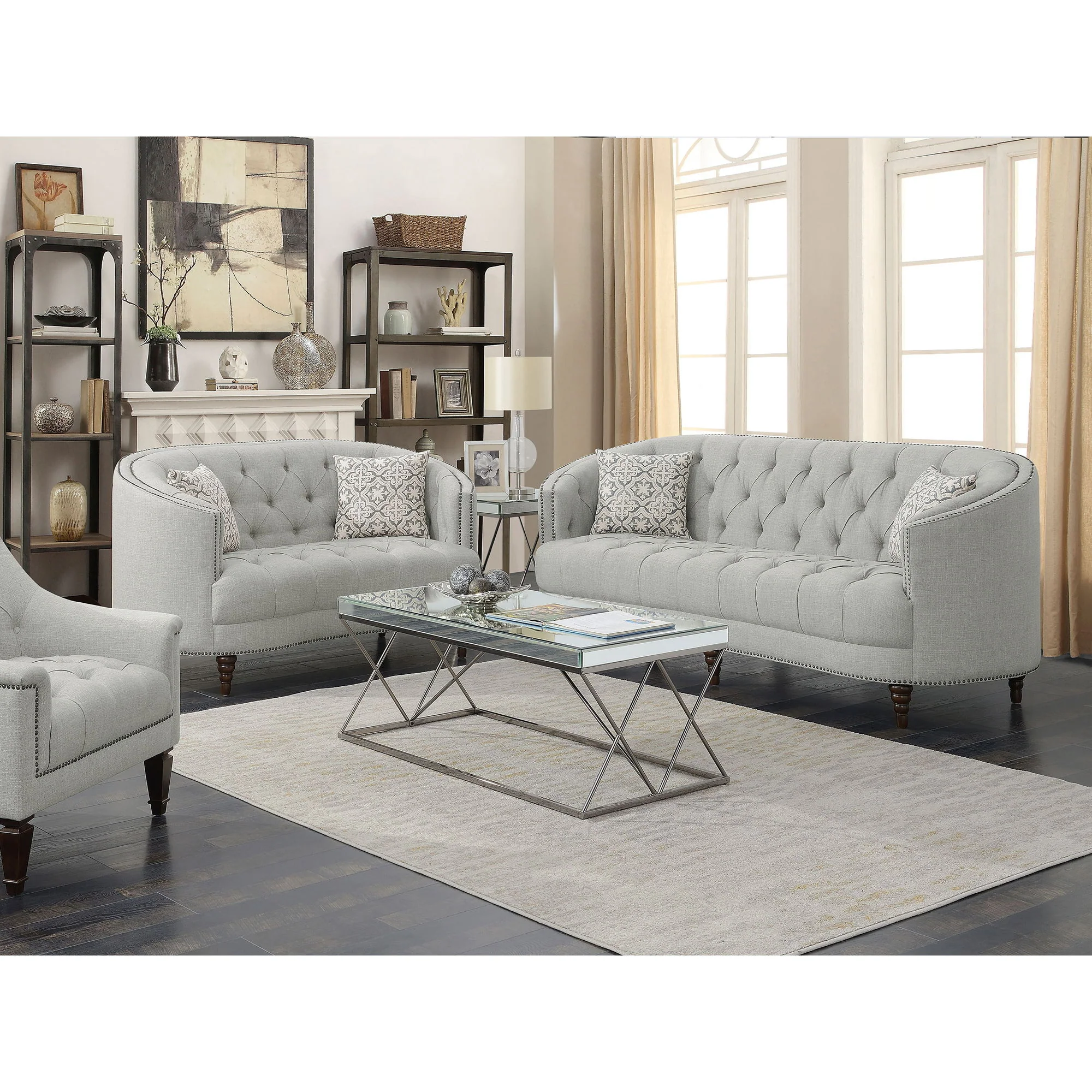 Veronica - Sofa And Loveseat 2 Piece Living Room Set - Gray - Image 4