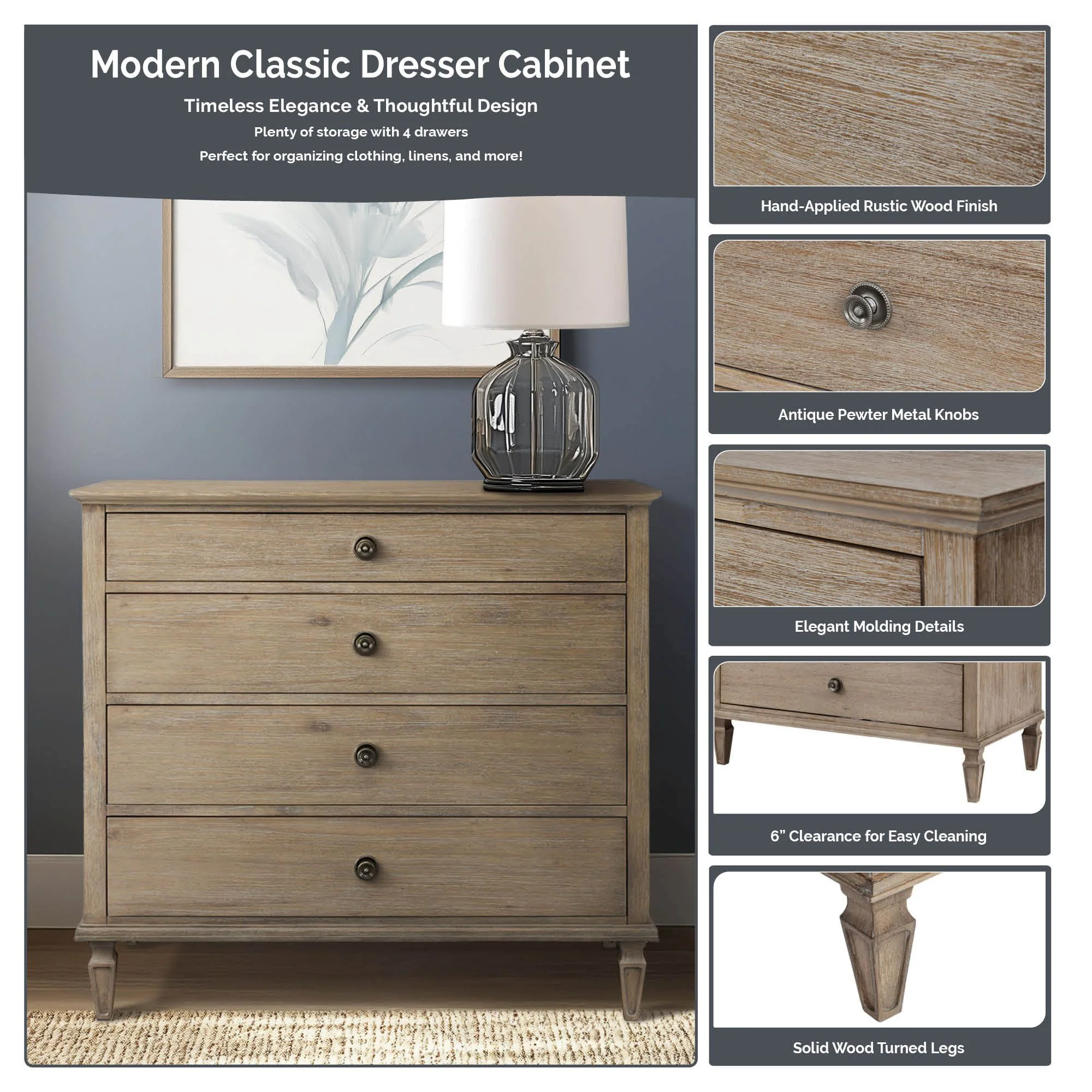 Victoria - 4-Drawer Dresse - Antique Cream - Image 2