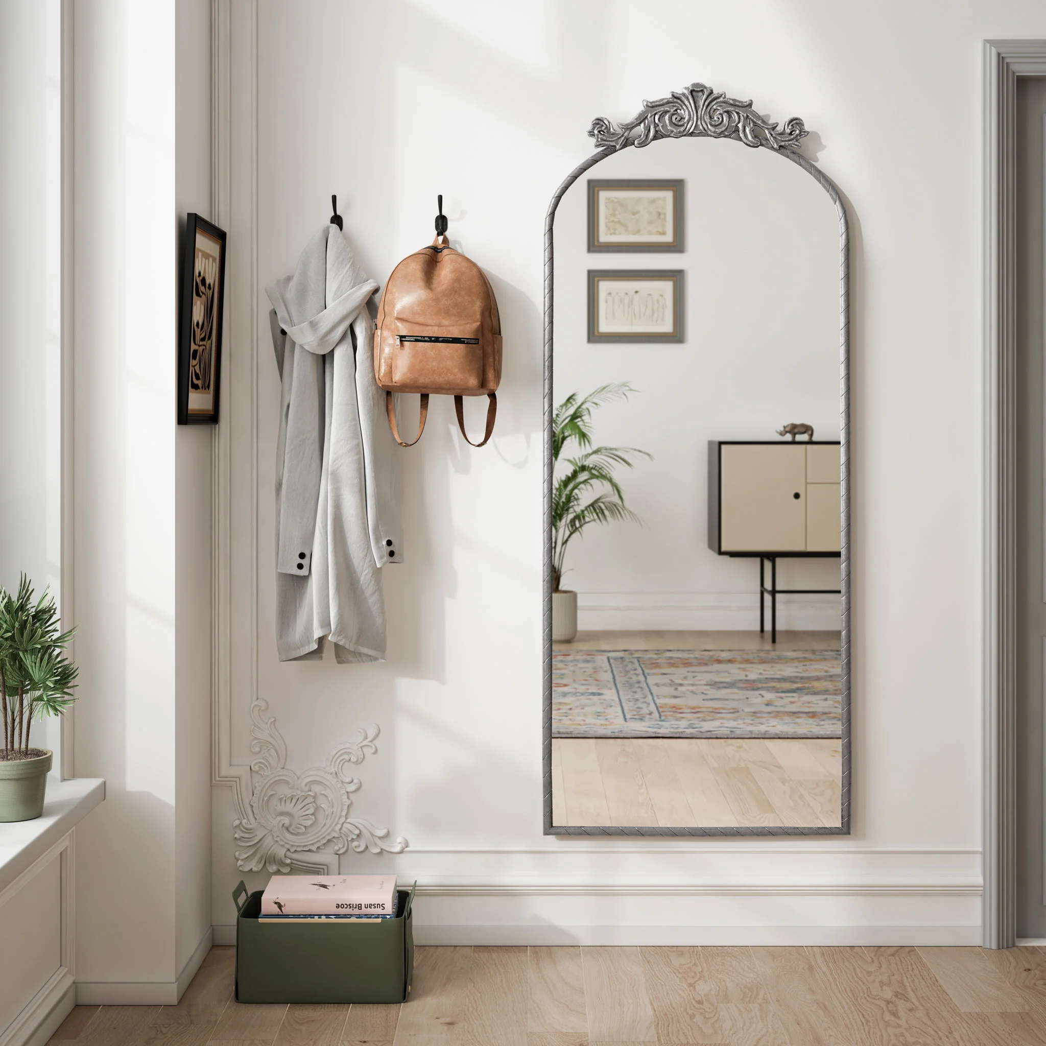 Vintage Arched Full Body Mirror, Wall Mounted For Living Room - Image 4