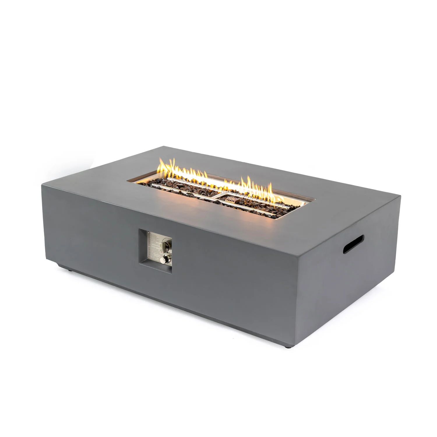Volon - Rectangular Fire Pit Table, Propane Powered, 50,000 BTU - Light Gray - Image 3