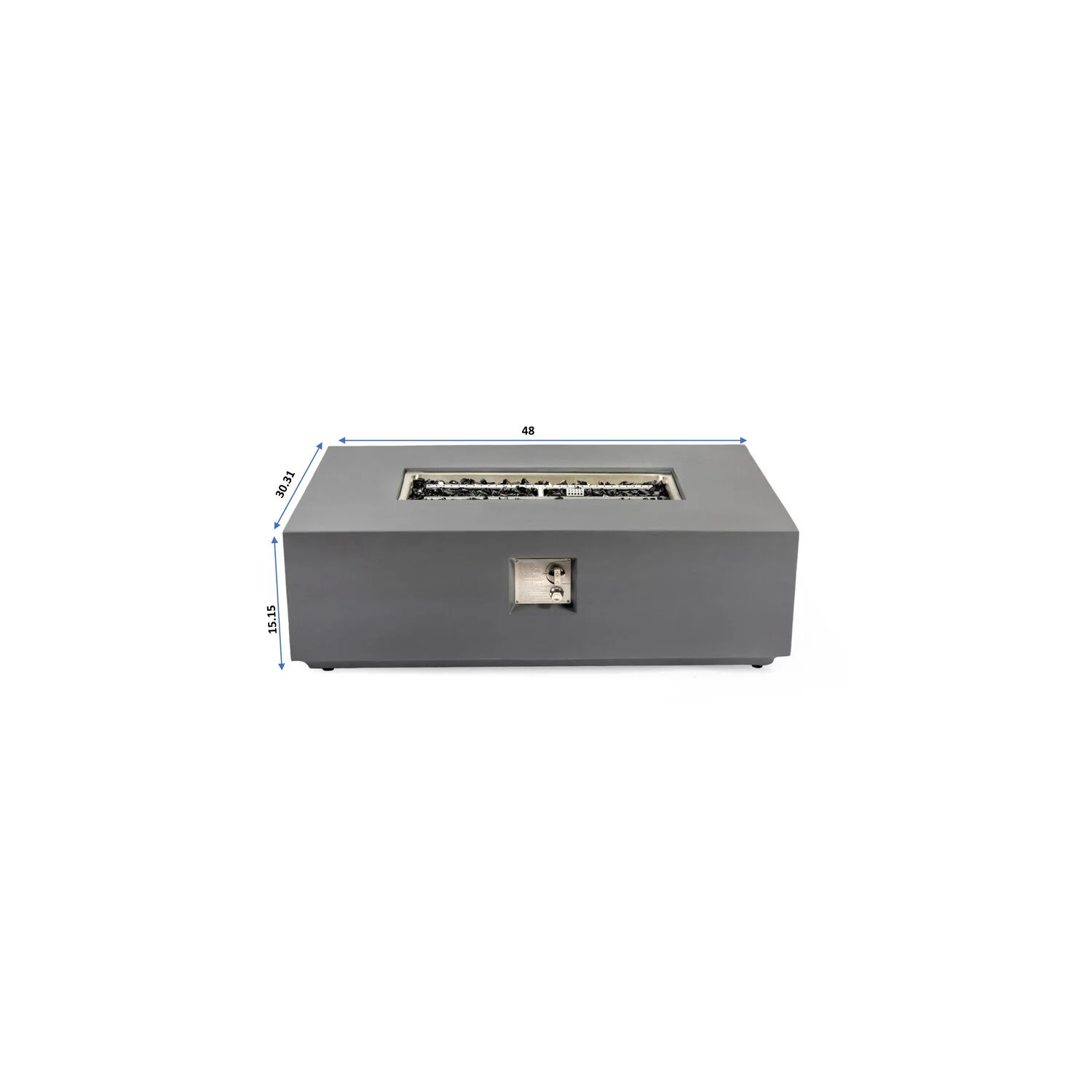 Volon - Rectangular Fire Pit Table, Propane Powered, 50,000 BTU - Light Gray - Image 4