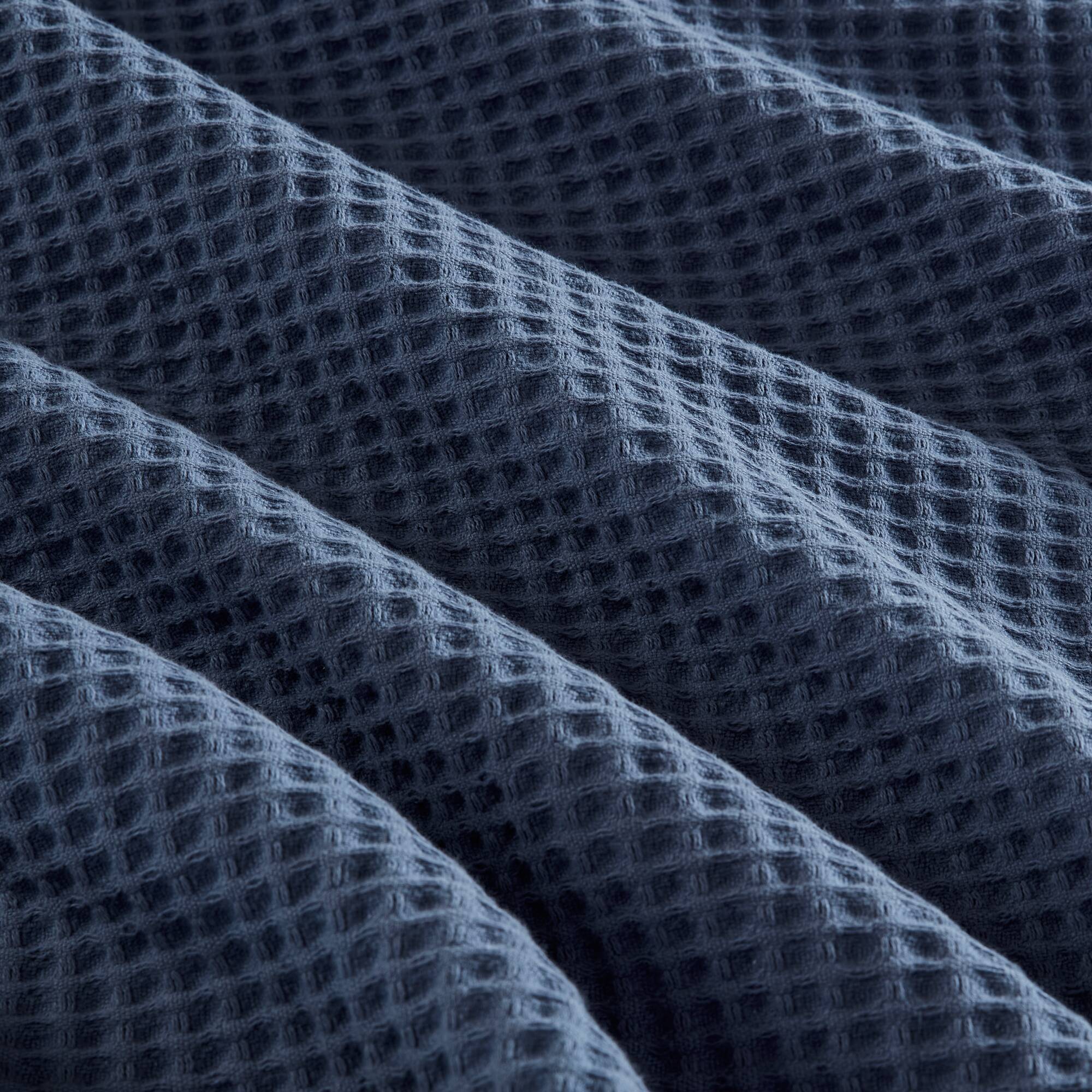 Waffle Weave - King Cotton Blanket - Indigo - Image 4