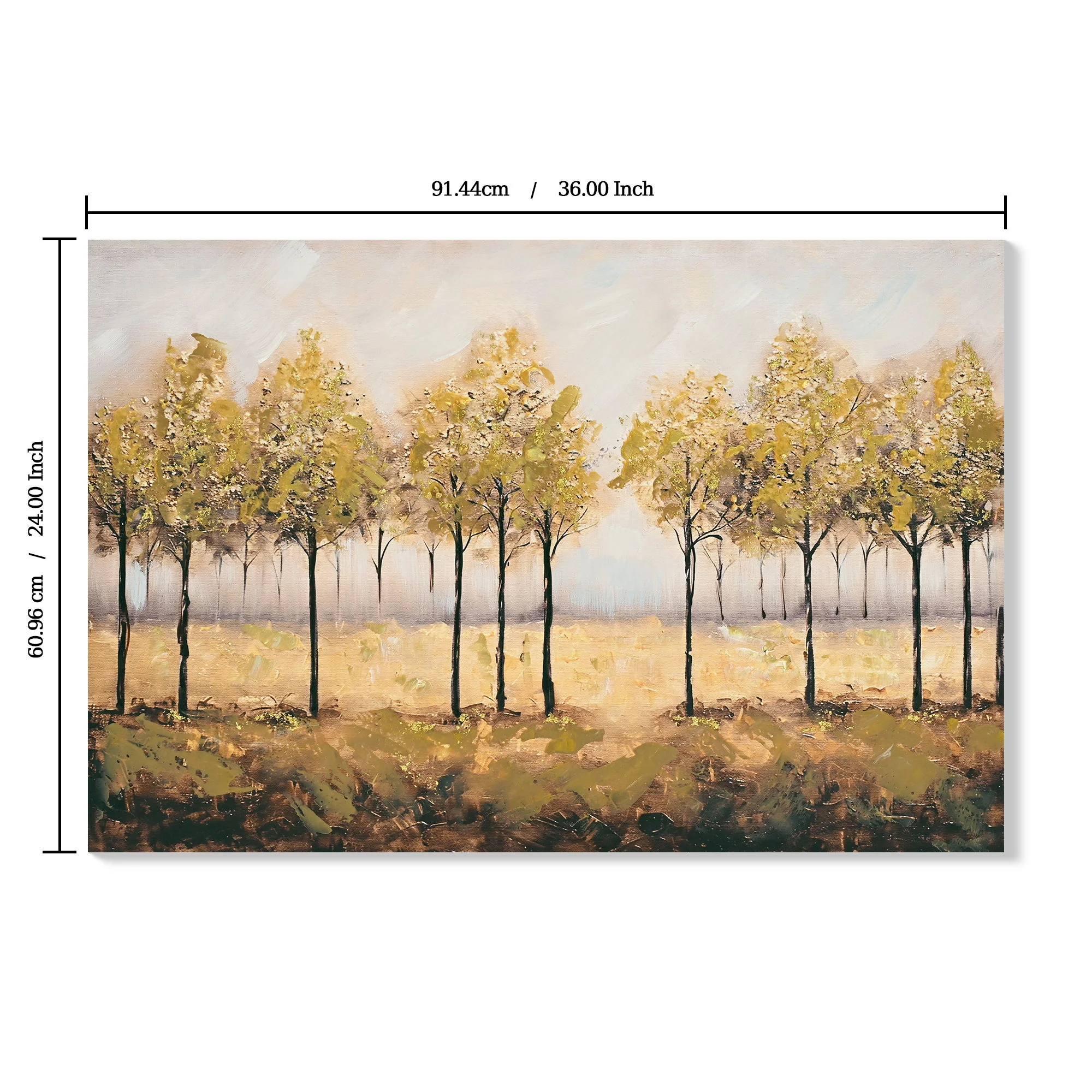 Wall Art Decor Canvas Print Autumn Embellishments Plant Forest Abstract Tree - Tan Leaves - Image 2