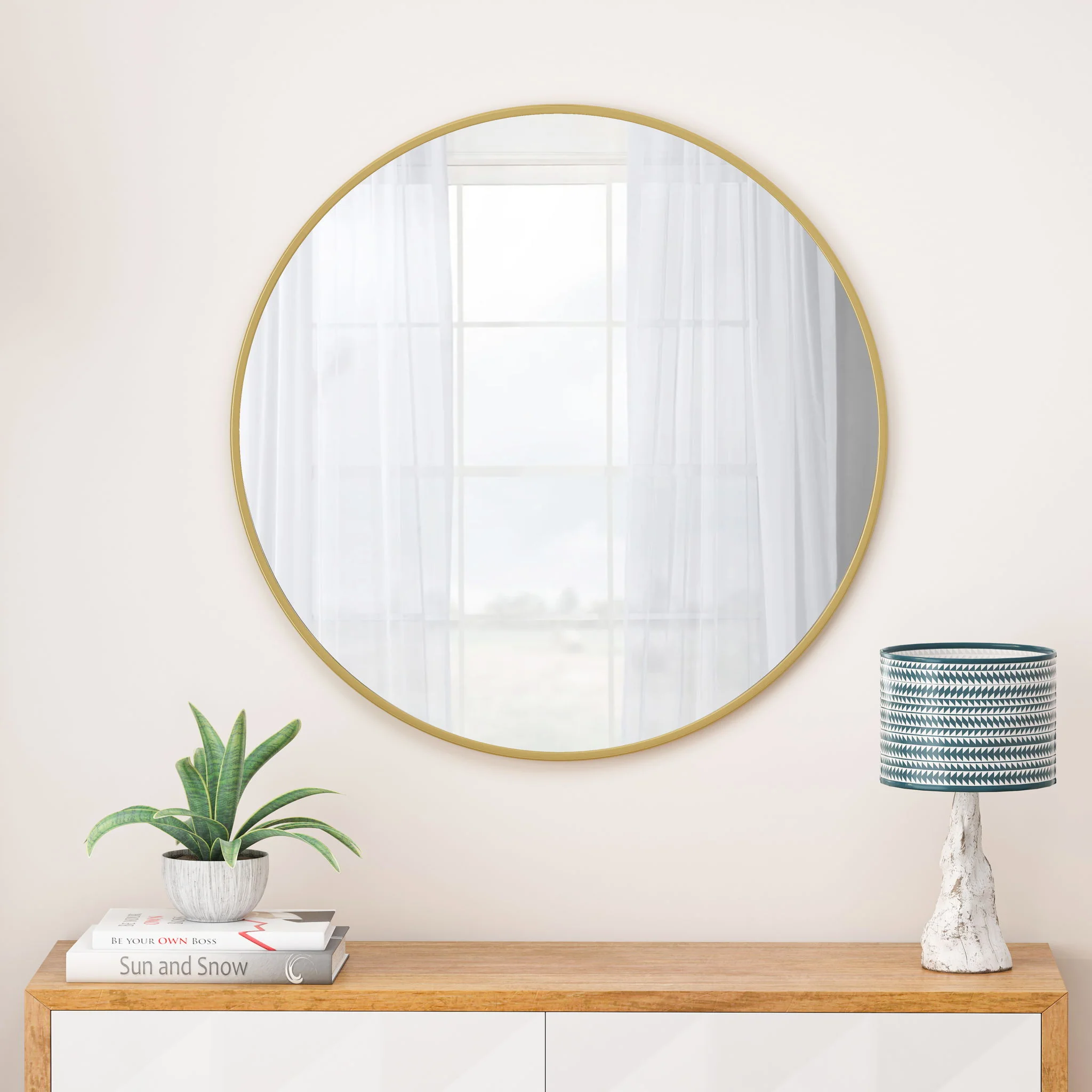 Wall Circular Mirror Metal Framed Mirror Round Vanity Mirror Dressing Mirror, For Bathroom, Living Room, Bedroom Wall Decor - Image 26