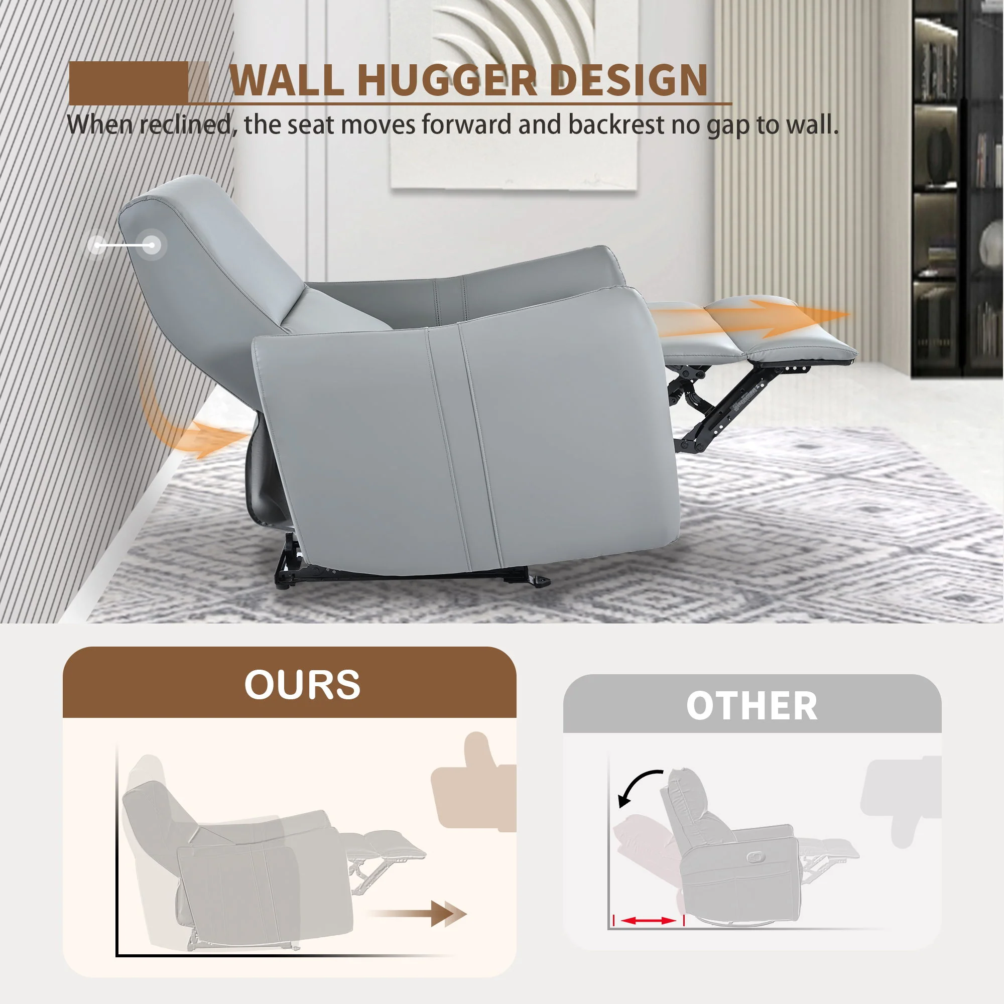 Wall Hugger Power Recliner Chair With USB Port (Type-C) - Image 5