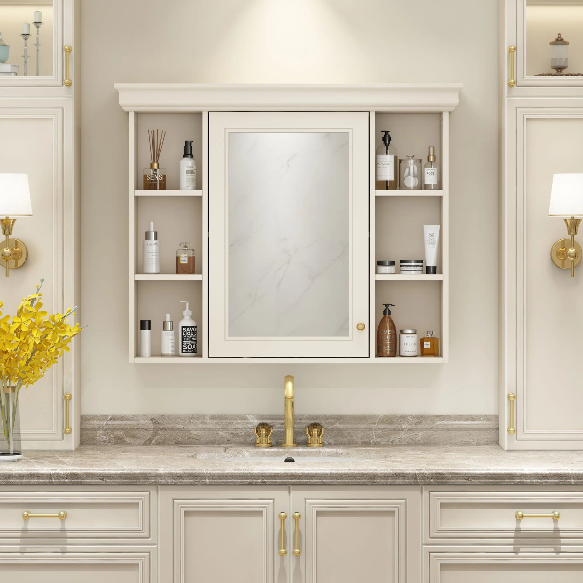 Wall Mounted Bathroom Storage Cabinet With Mirror Door - Image 7