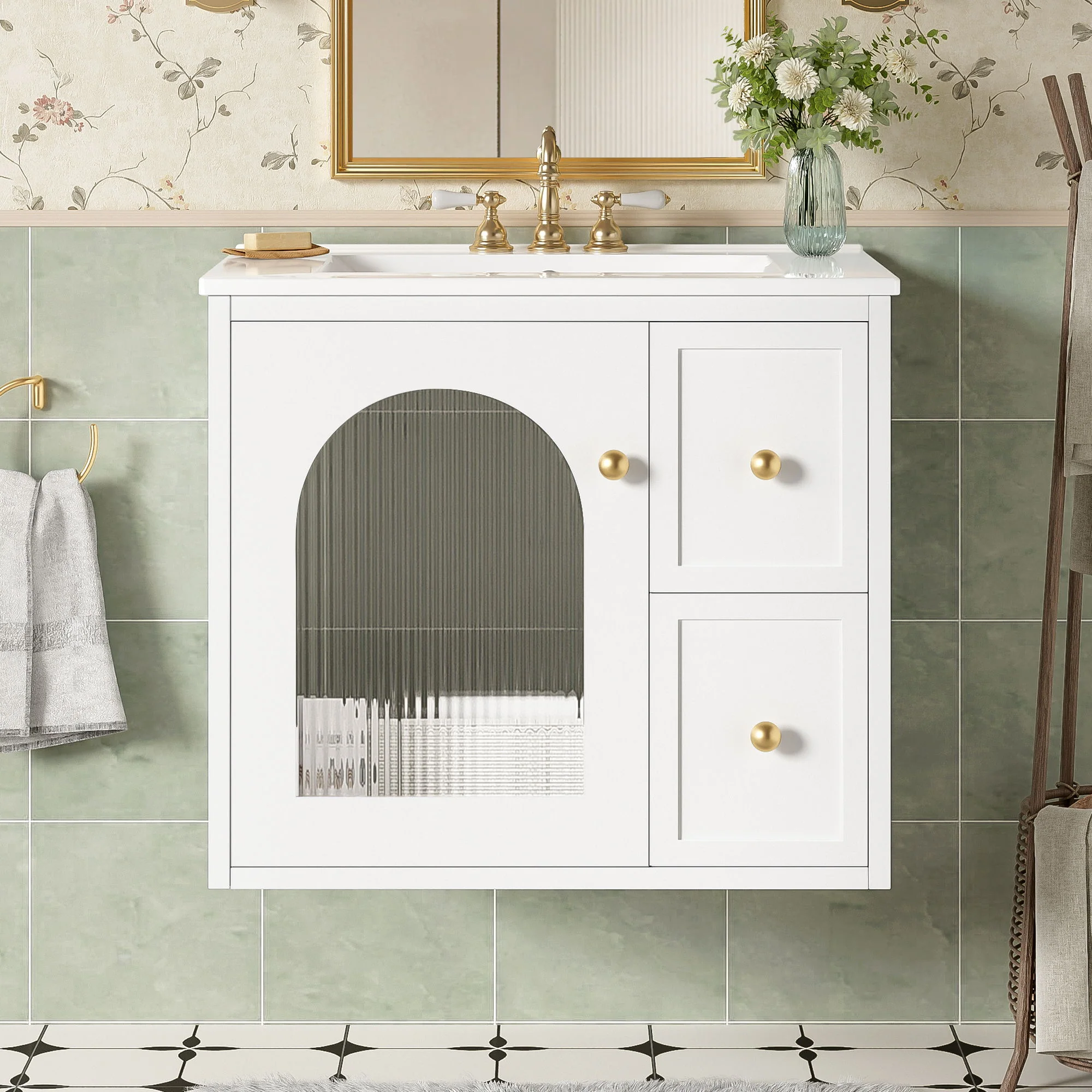 Wall-Mounted Bathroom Vanity Set With Sink, 2 Drawers And Soft-Close Door - Image 11