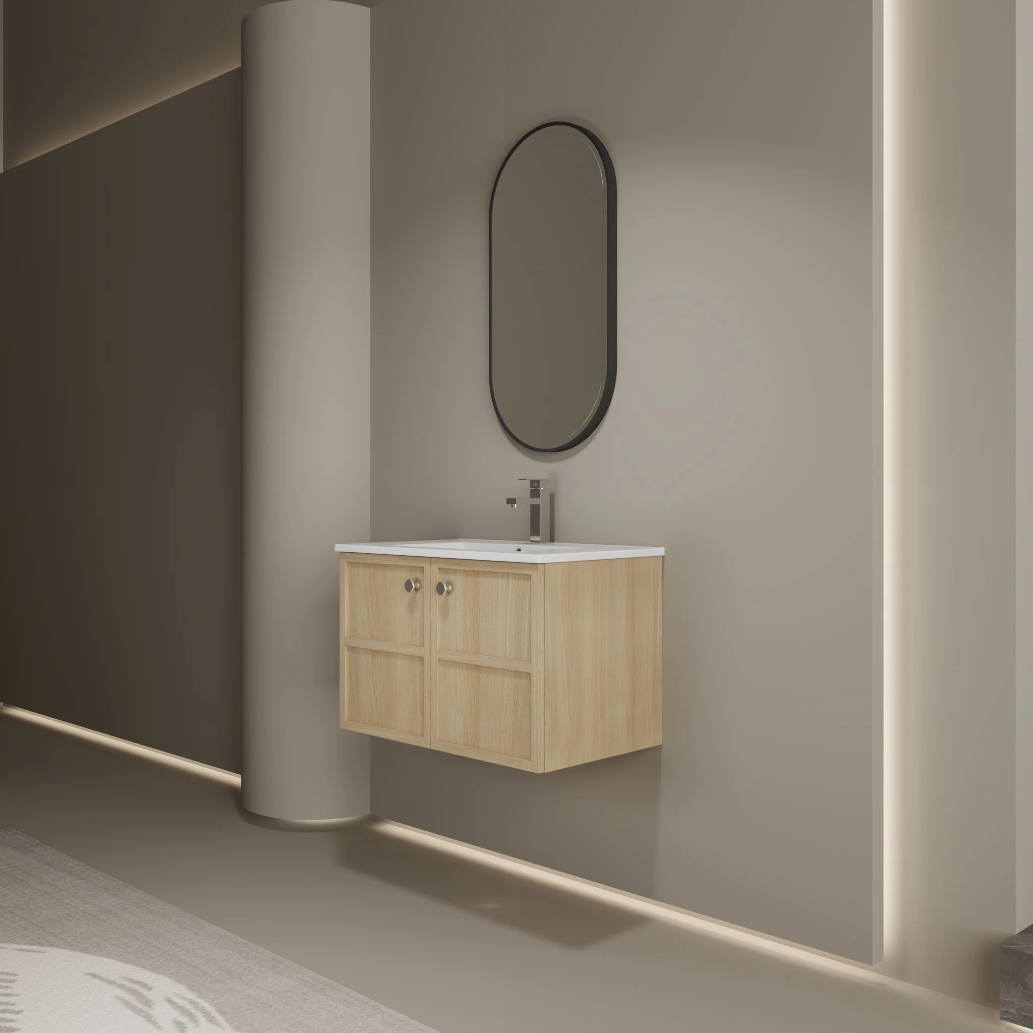Wall Mounted Bathroom Vanity With Ceramic Sink And 2 Soft Closing Doors - Image 5
