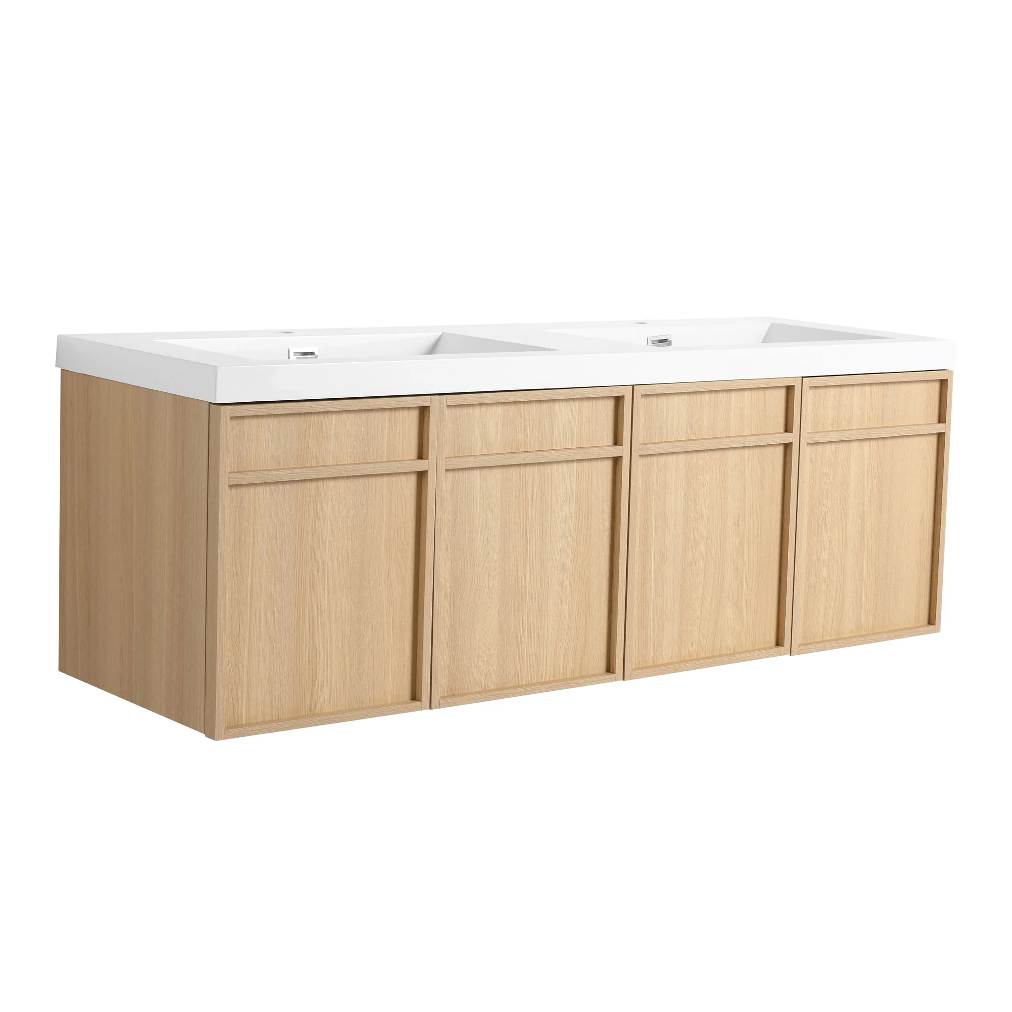 Wall-Mounted Bathroom Vanity With Resin Sink And Soft Closing Doors - Image 2
