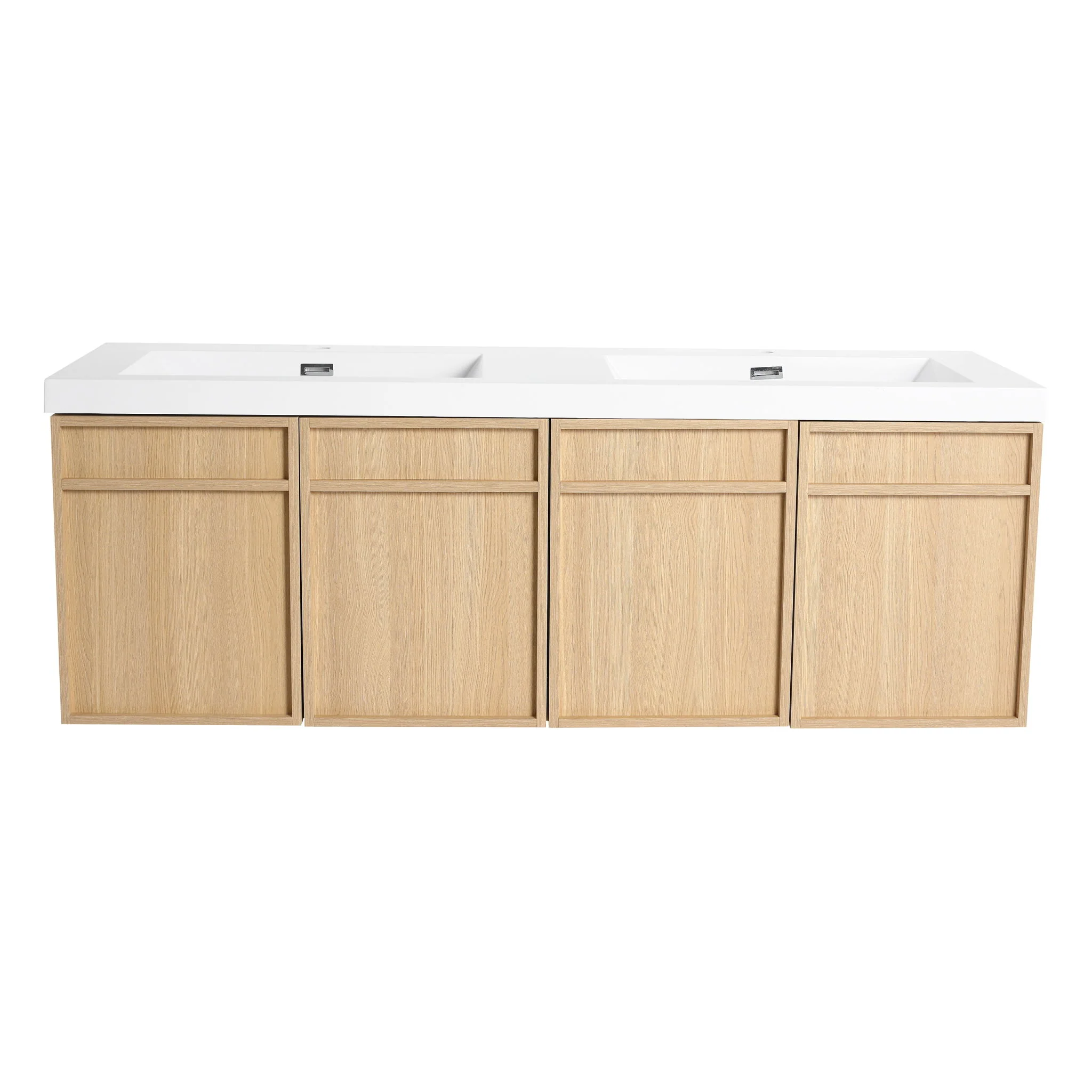 Wall-Mounted Bathroom Vanity With Resin Sink And Soft Closing Doors - Image 3
