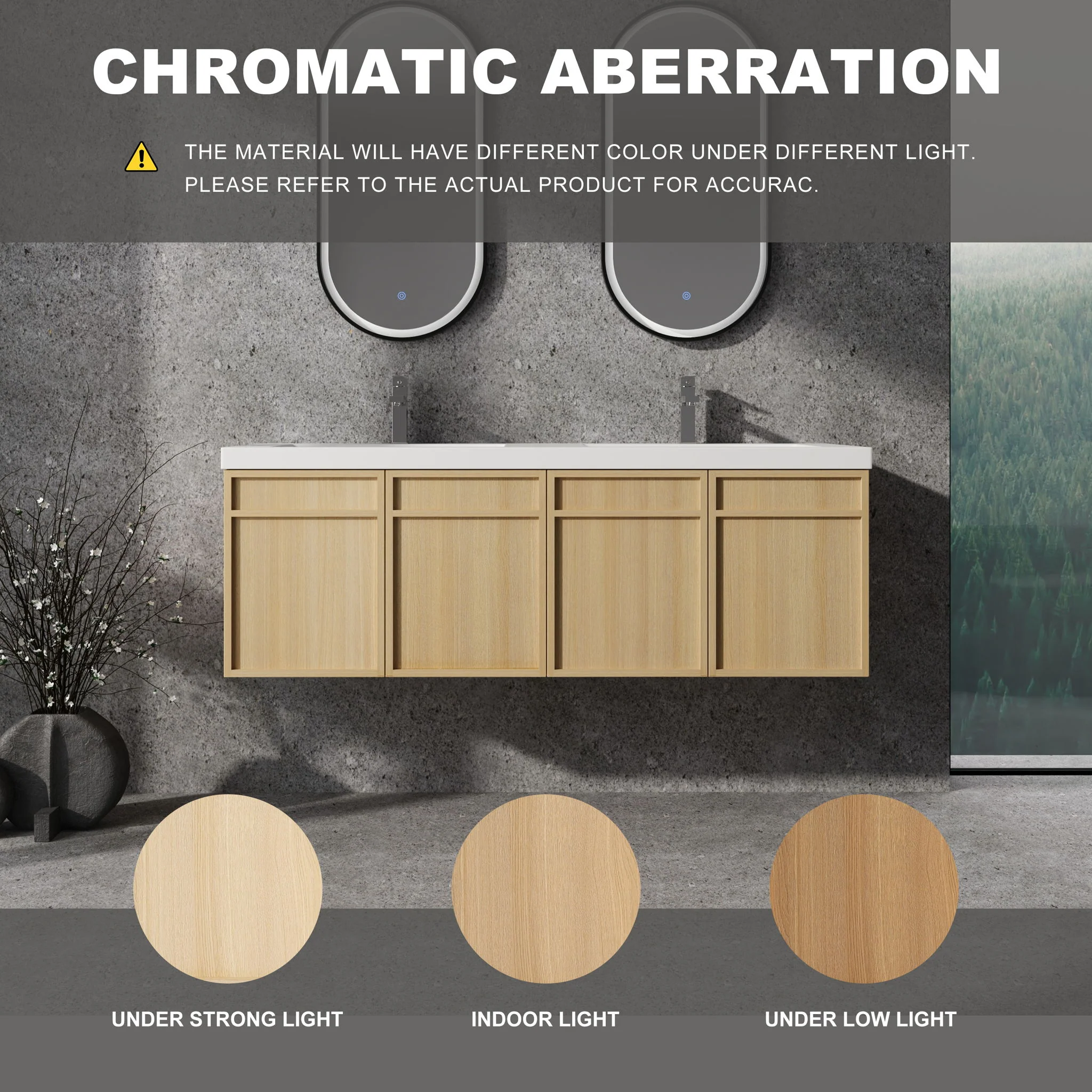 Wall-Mounted Bathroom Vanity With Resin Sink And Soft Closing Doors - Image 4