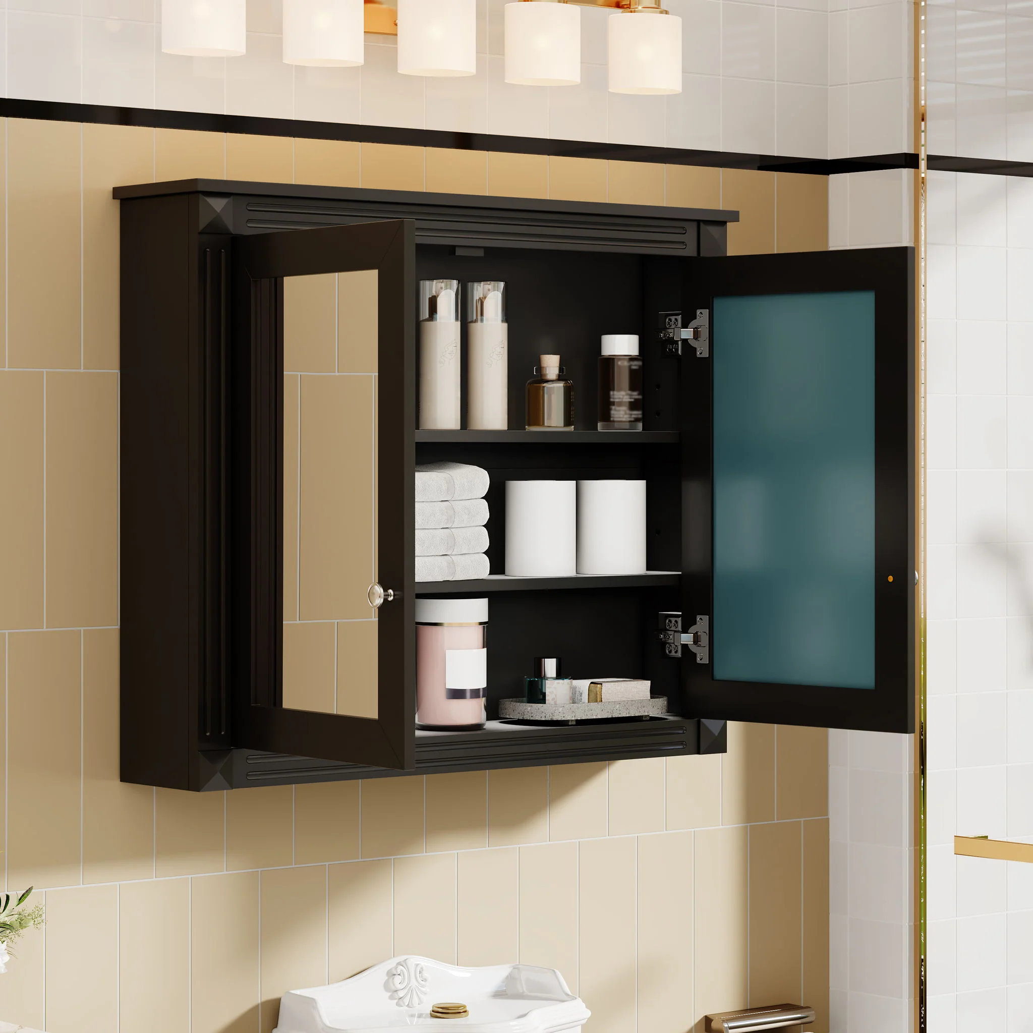 Wall-Mounted Medicine Cabinet With 2 Mirrors, Adjustable Shelves - Image 7