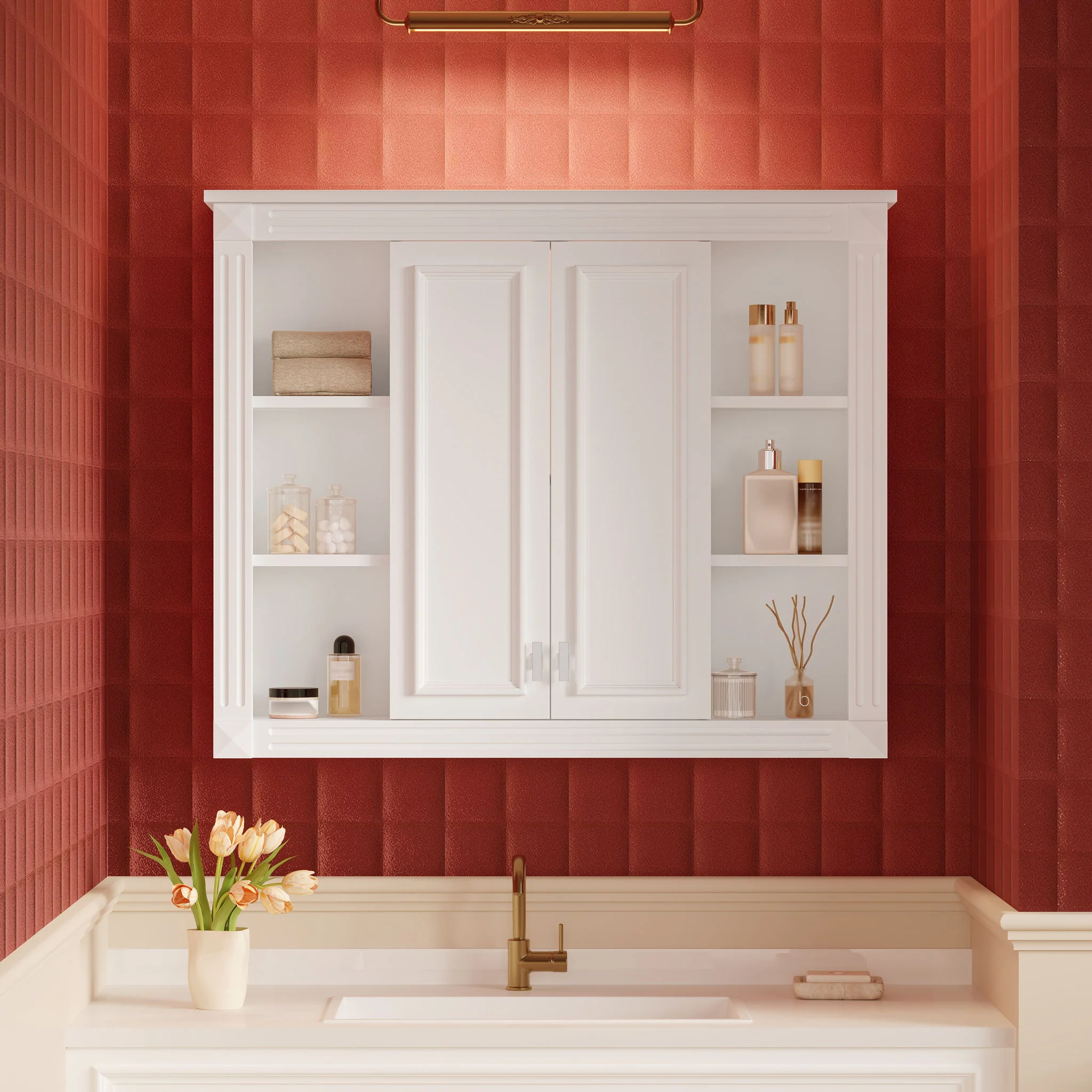 Wall-Mounted Medicine Cabinet With Adjustable Shelf, Soft-Closing Hinges - White - Image 3