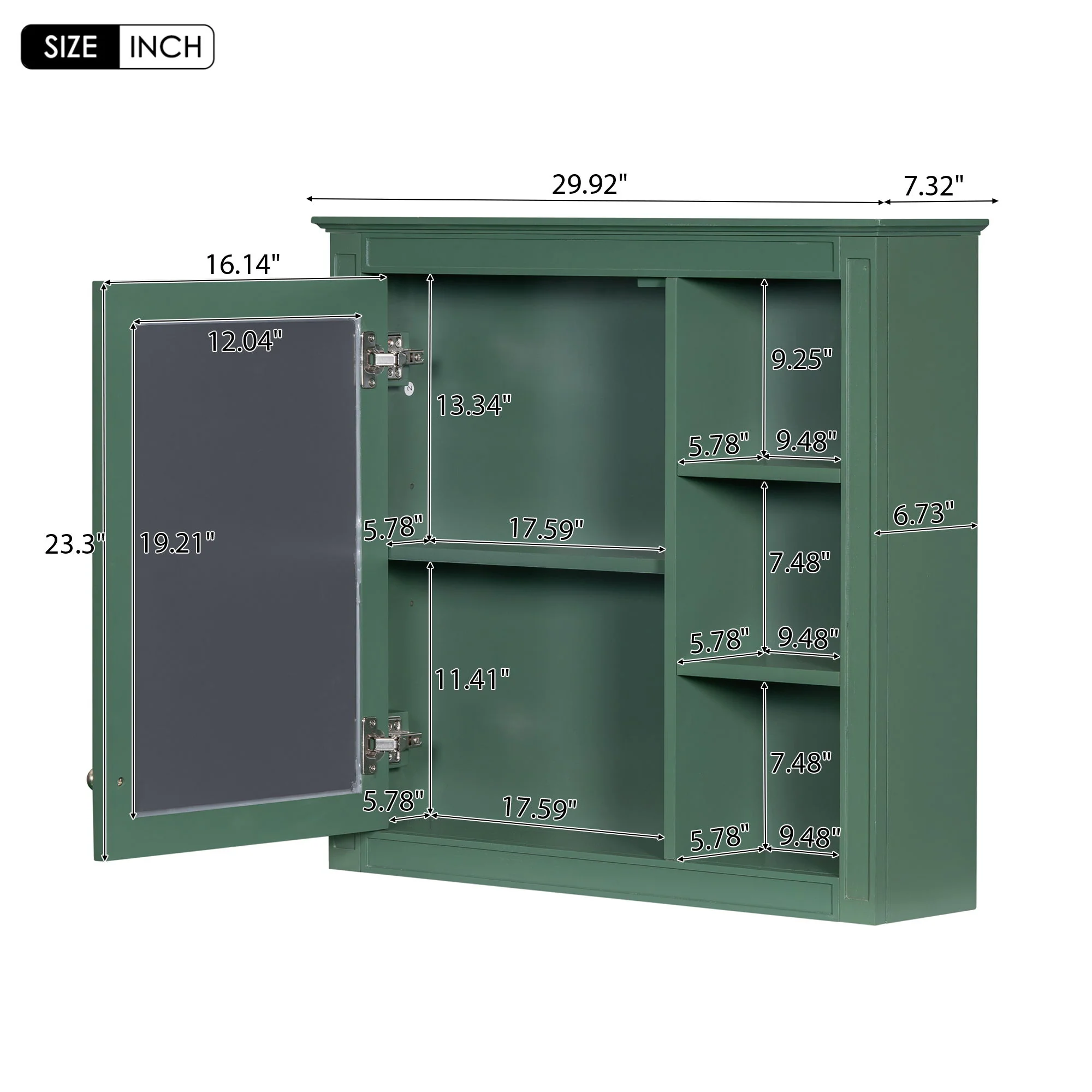 Wall Mounted Medicine Cabinet With Mirror And 3 Open Shelves - Image 8