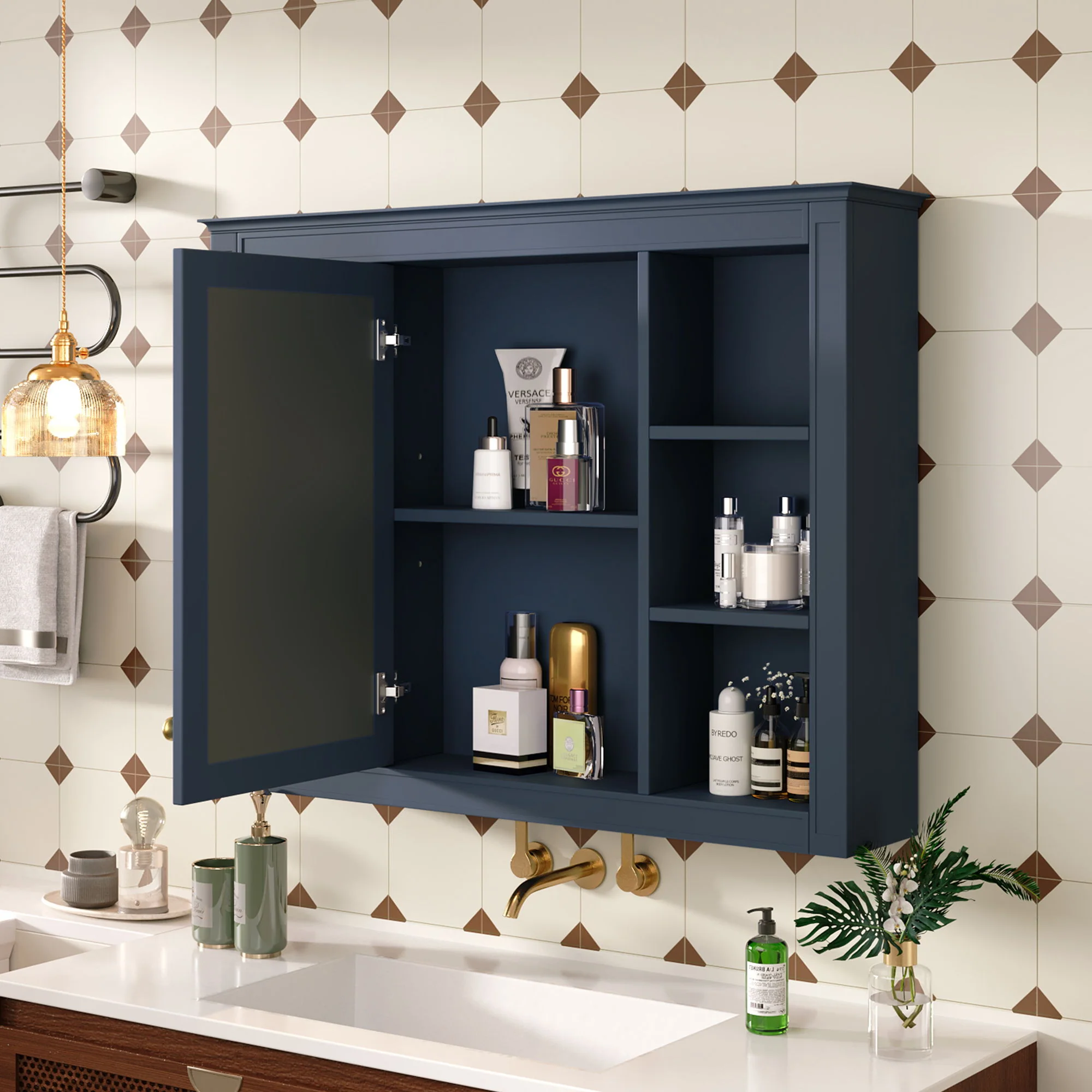 Wall Mounted Medicine Cabinet With Mirror, Storage Cabinet Featuring 6 Open Shelves And Adjustable Interior - Image 7