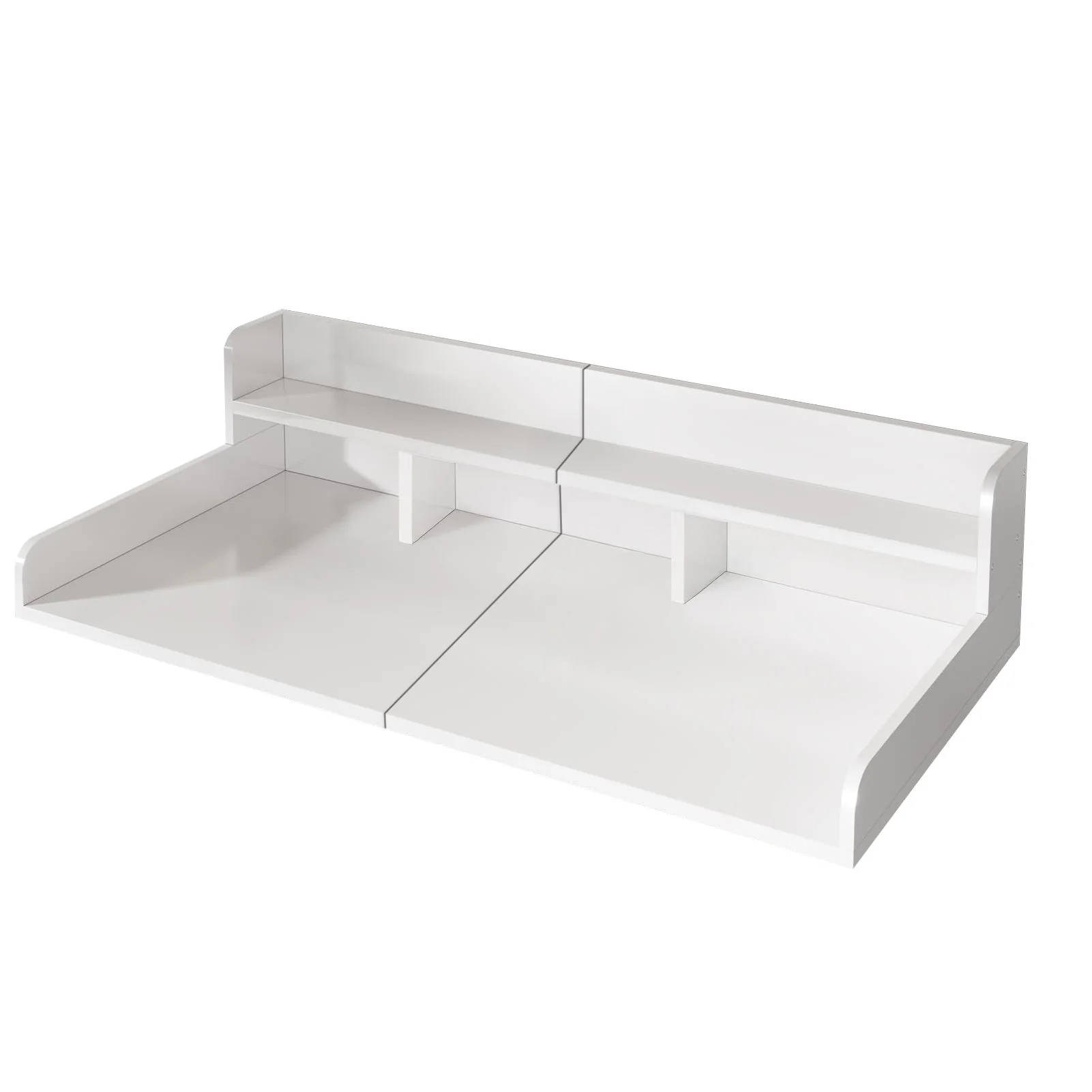 Washer Dryer Countertop Organizer, Double Layer Wooden Laundry Shelf Topper With Edge For Storage - White
