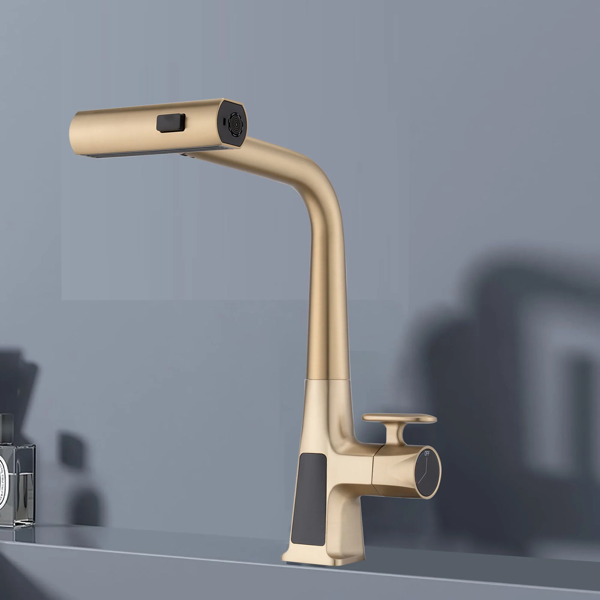 Waterfall Kitchen Faucet With Temperature Display And Pull Down Sprayer - Image 7