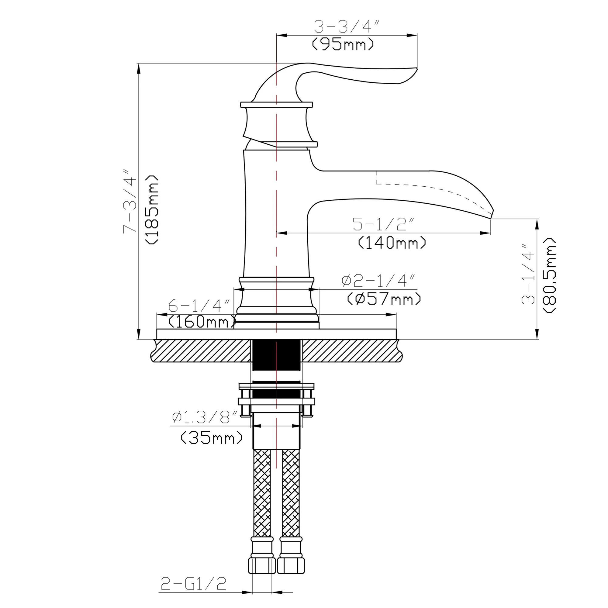 Waterfall Spout Bathroom Faucet With Single Handle And Pop Up Drain - Brushed Nickel - Image 3