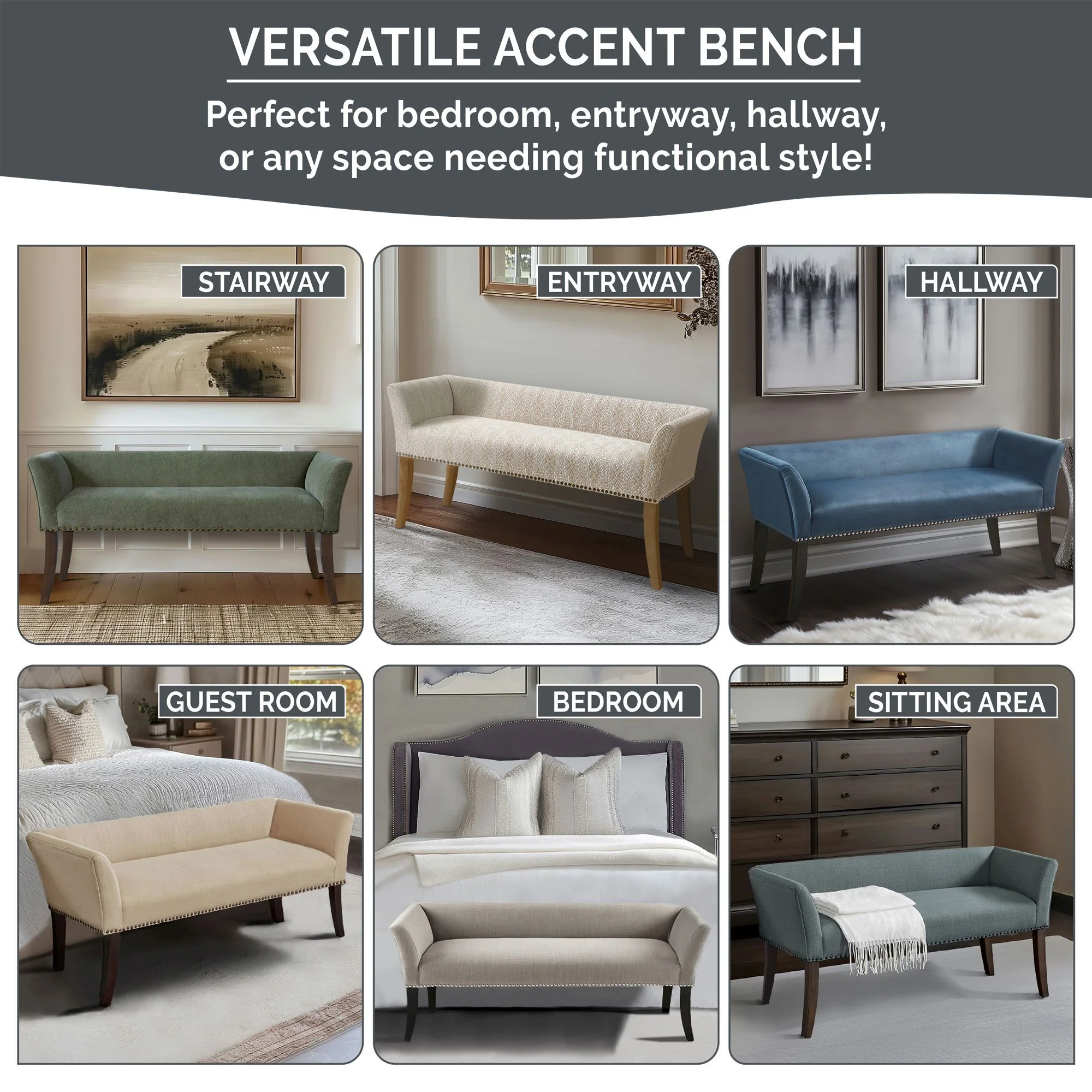 Welburn - Accent Bench - Gray - Image 4