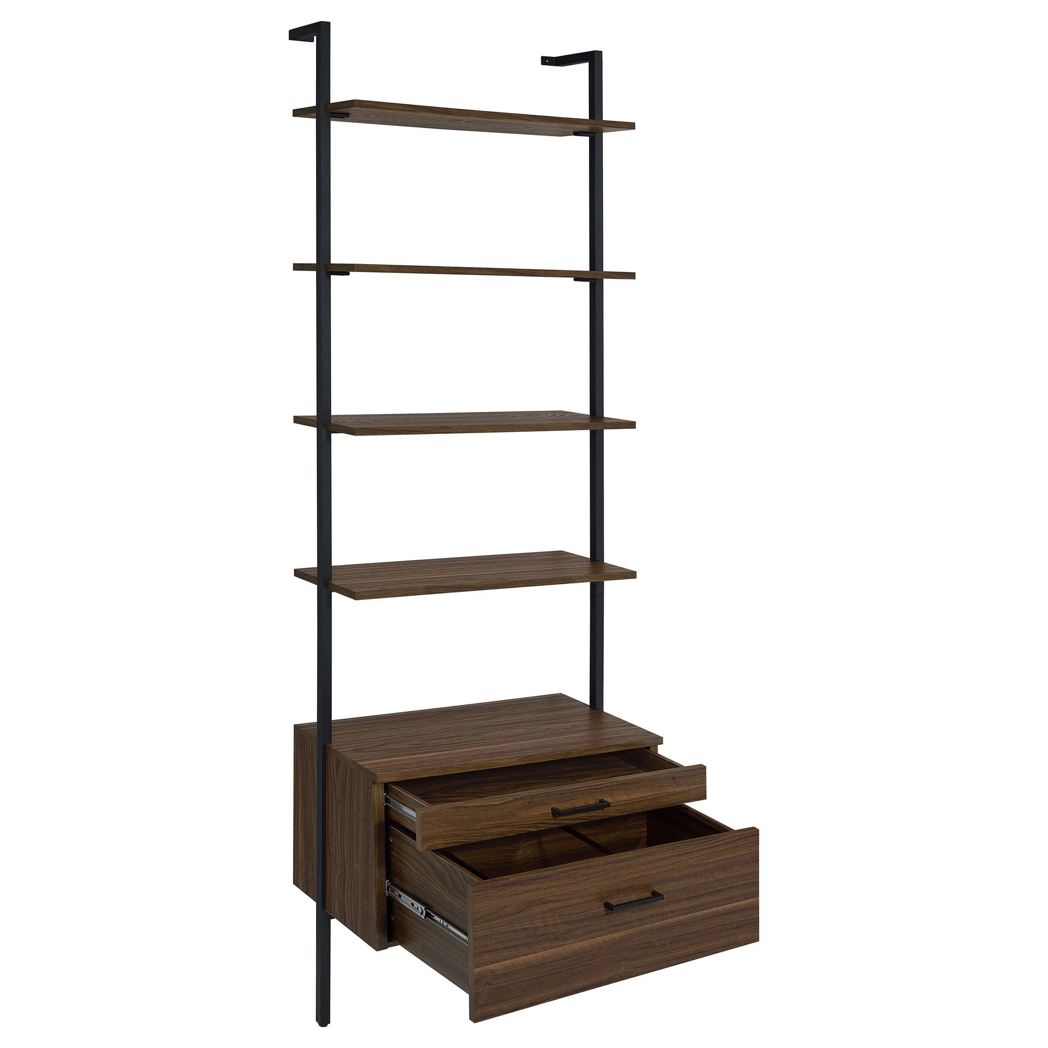 Wendell - 4 Shelf Storage Wall Bookshelf - Walnut - Image 2