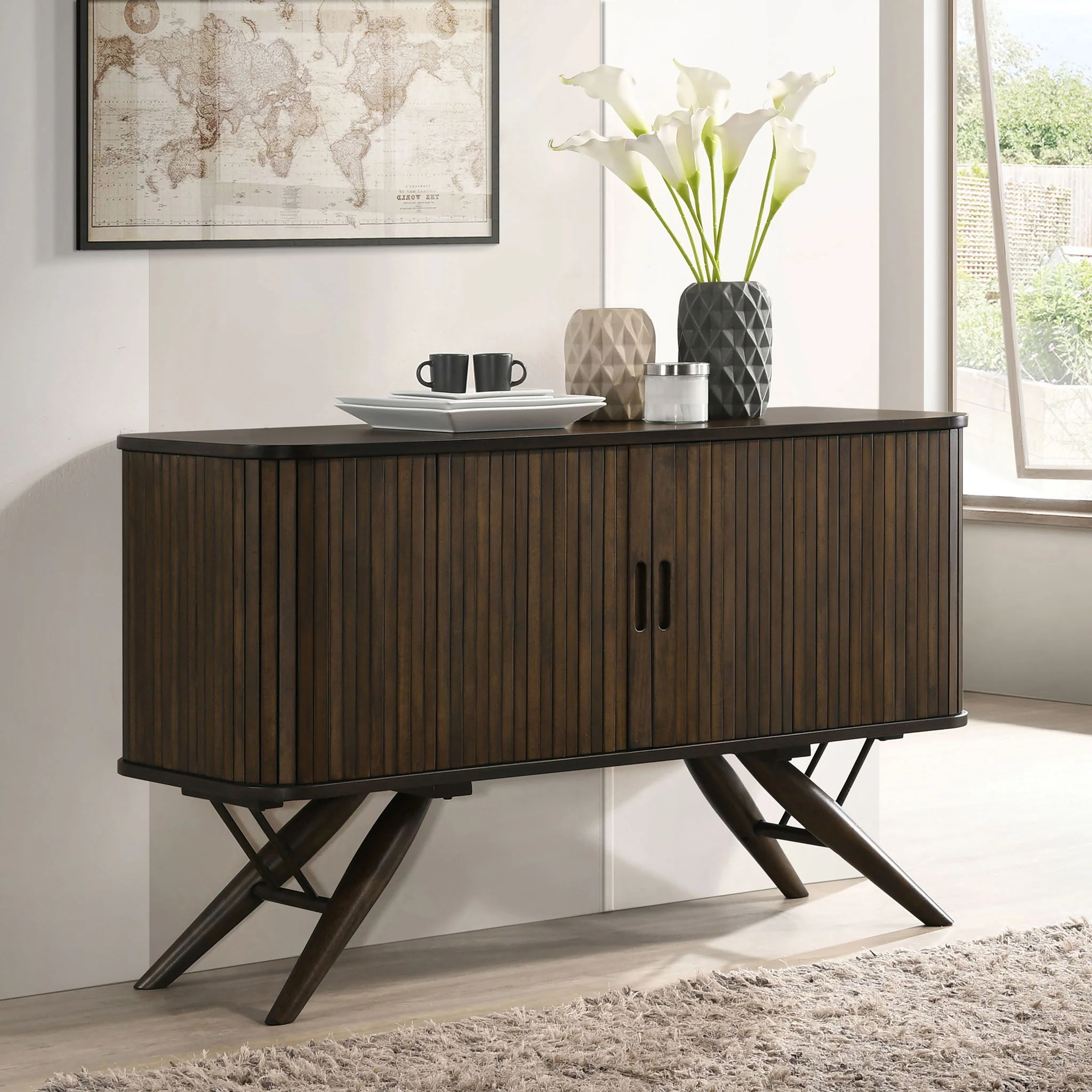 Wes - 2 Door Sideboard Buffet Storage Cabinet - Walnut - Image 2