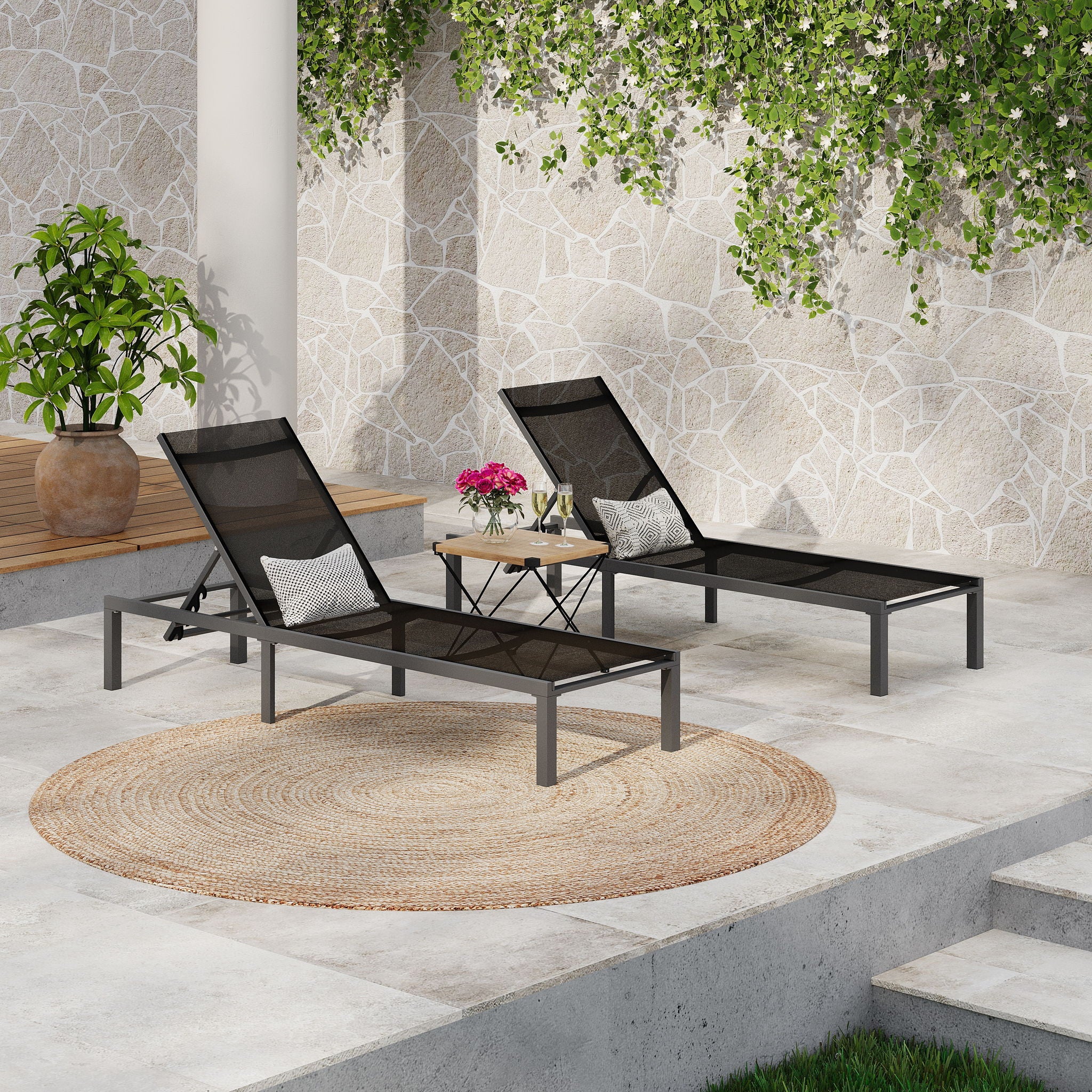 Westport - Outdoor Chaise Lounge (Set of 2) - Black - Image 3
