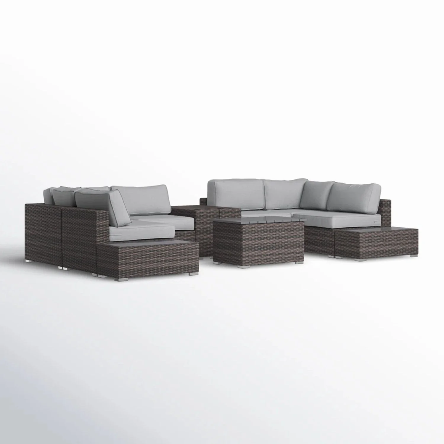 Wicker Sectional Seating Group With Cushions - Image 13