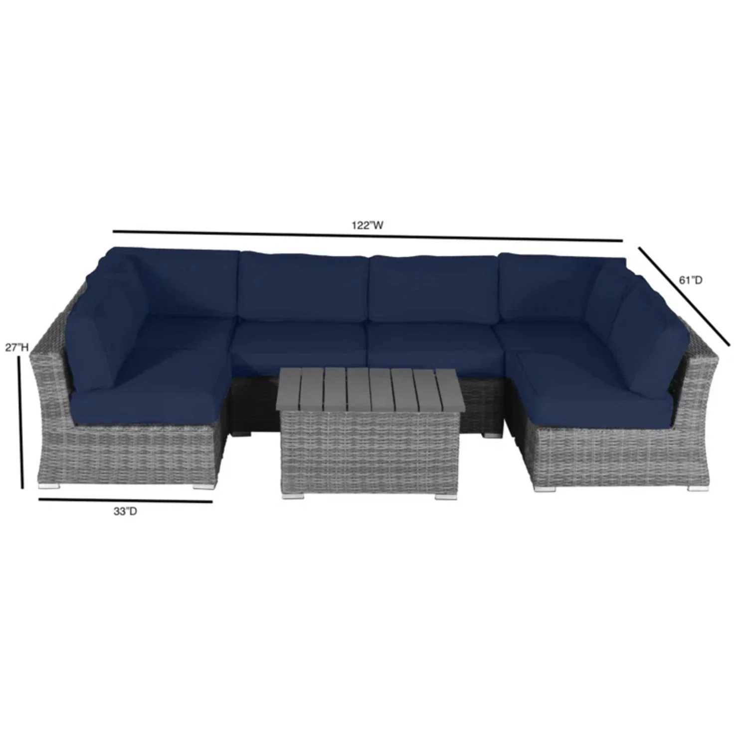Wicker Sectional Sofa With Cushions And Table - Image 7