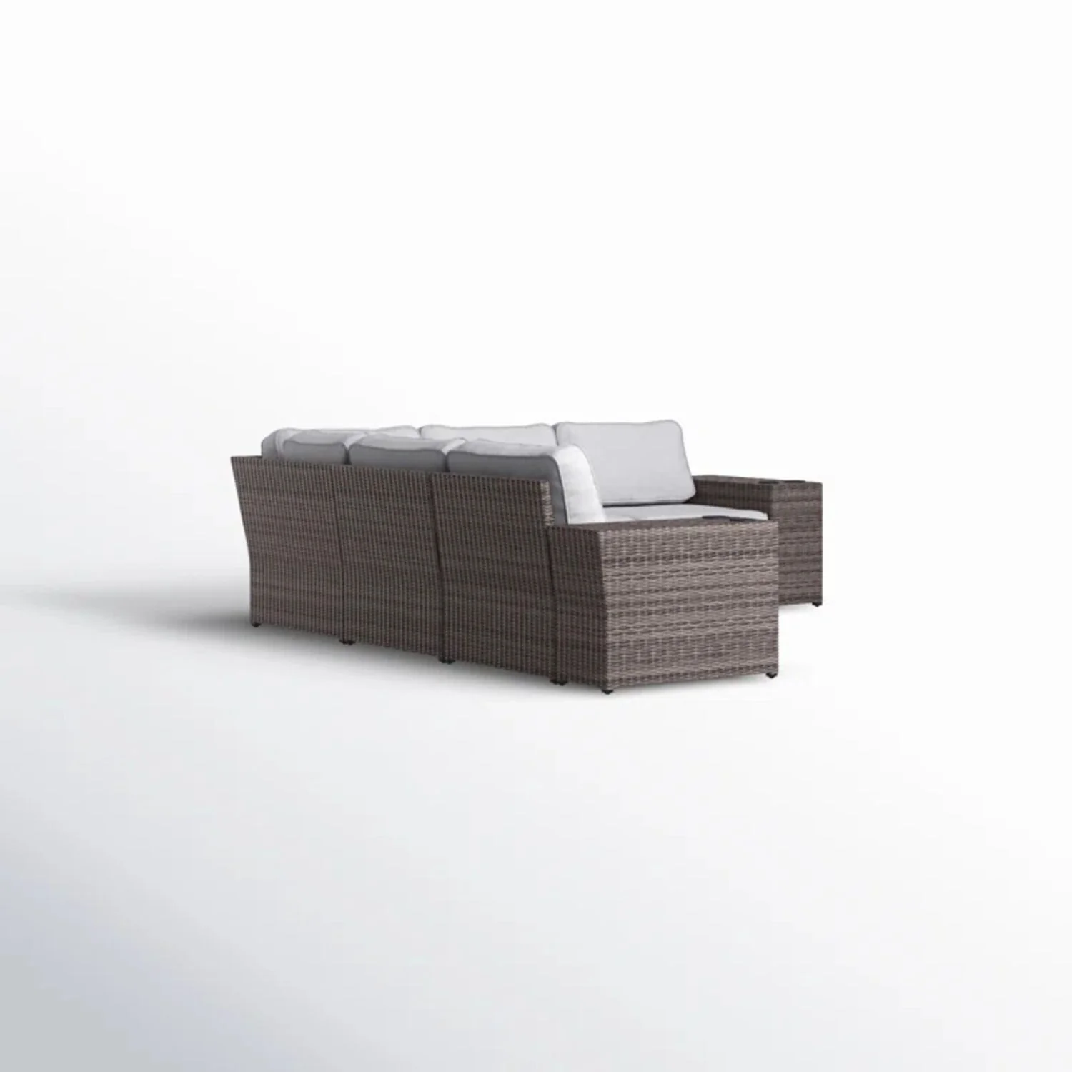 Wide Reversible Outdoor Sectional Sofa With Cushions - Brown / Gray - Image 4