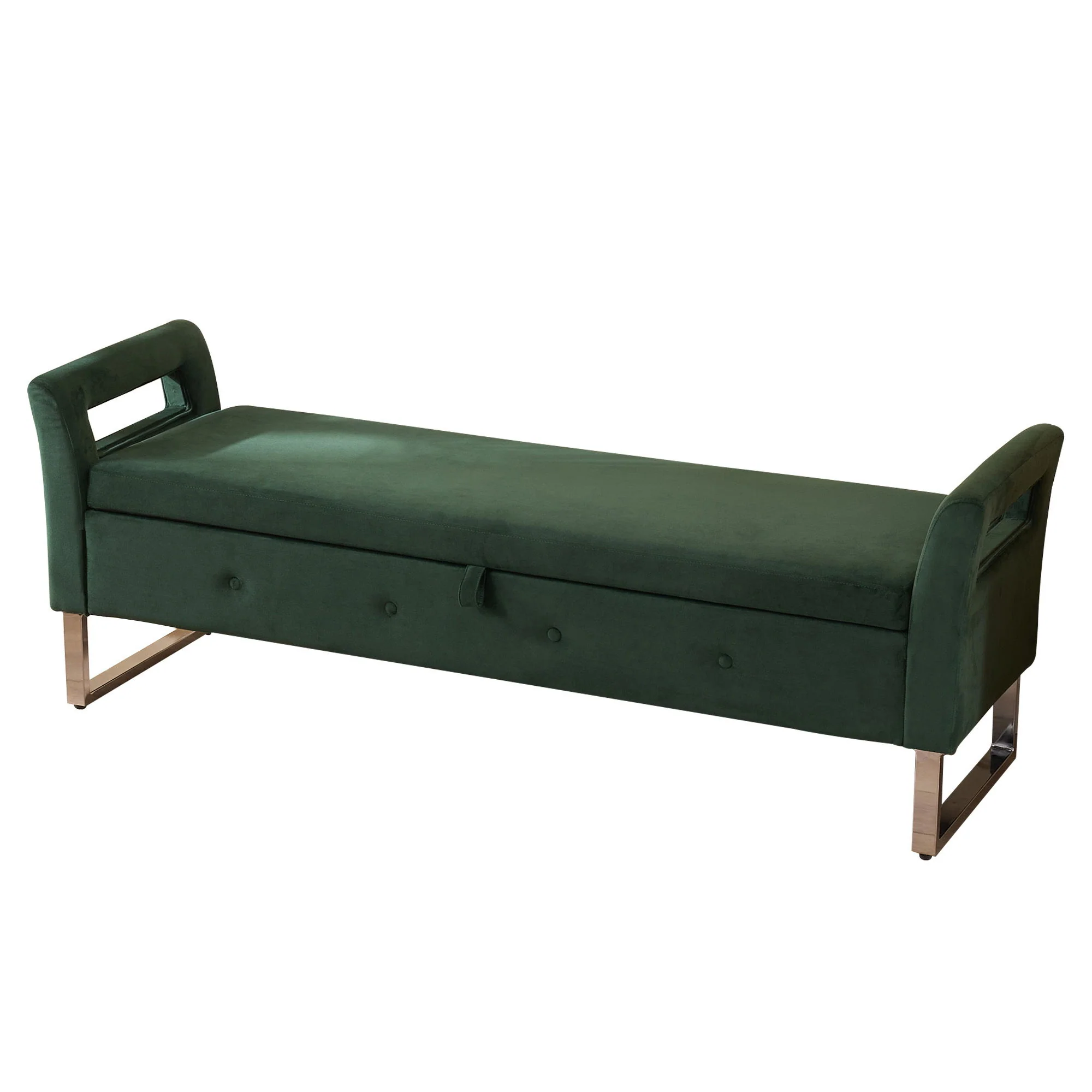 Wide Storage Soft Ottoman Bench With Armrests - Image 2
