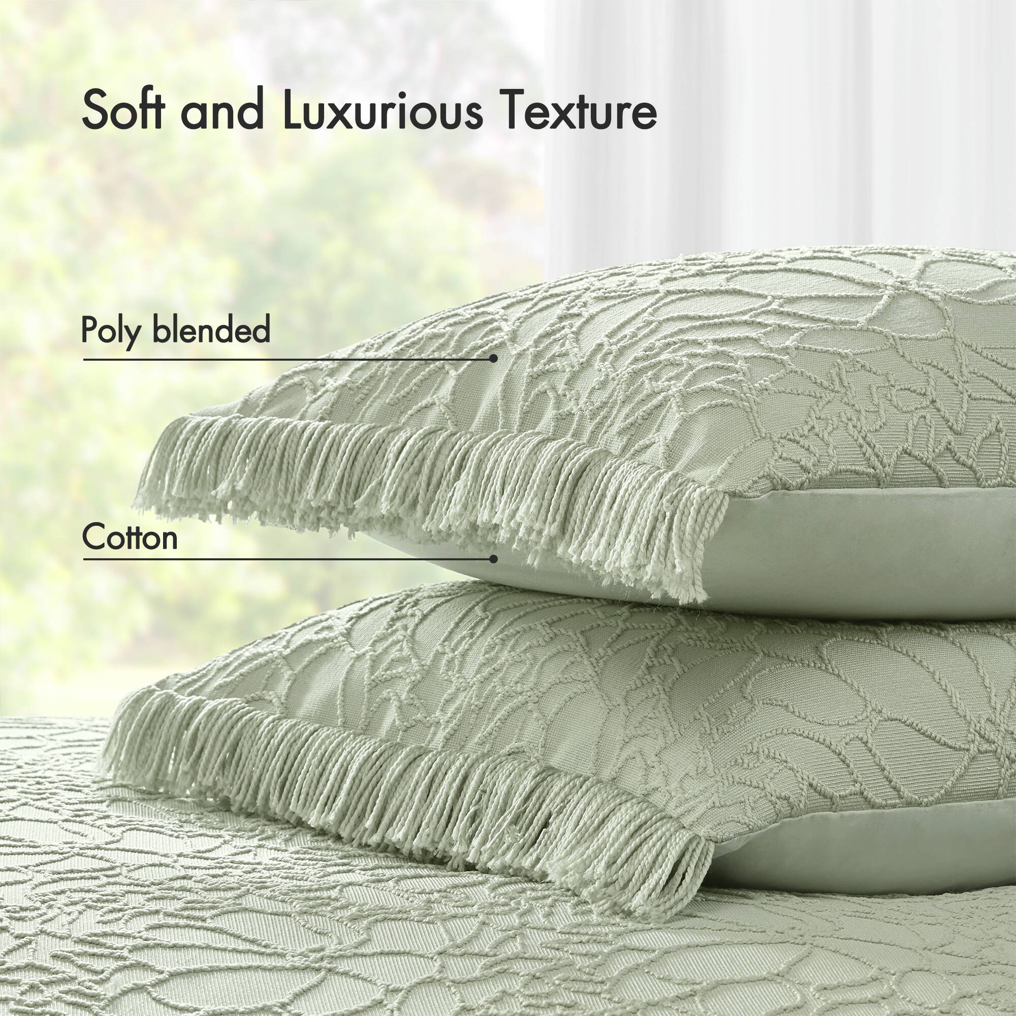 Willow - 3 Piece Queen Bedspread Set - Sage - Image 3