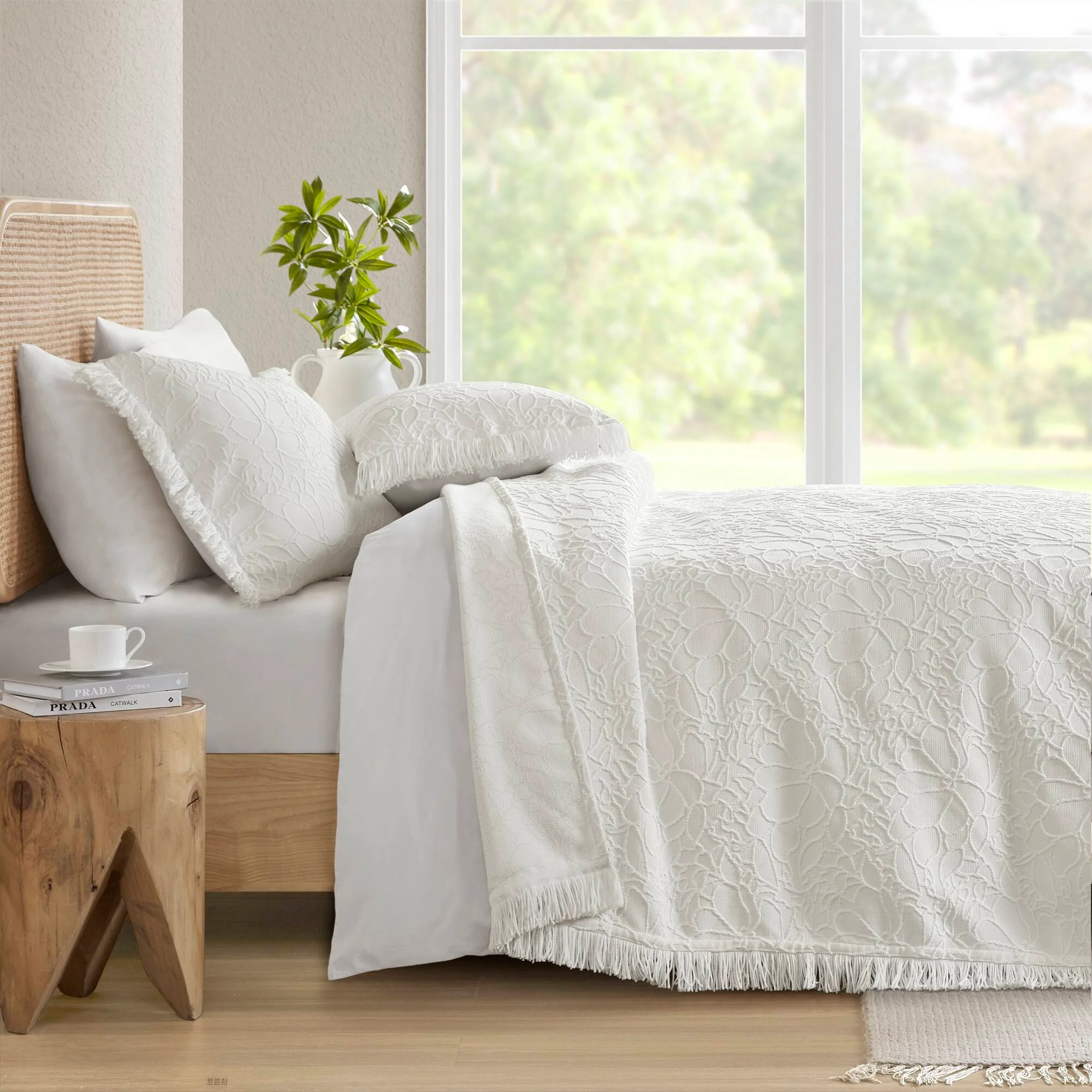 Willow - 3 Piece Queen Bedspread Set - White - Image 3