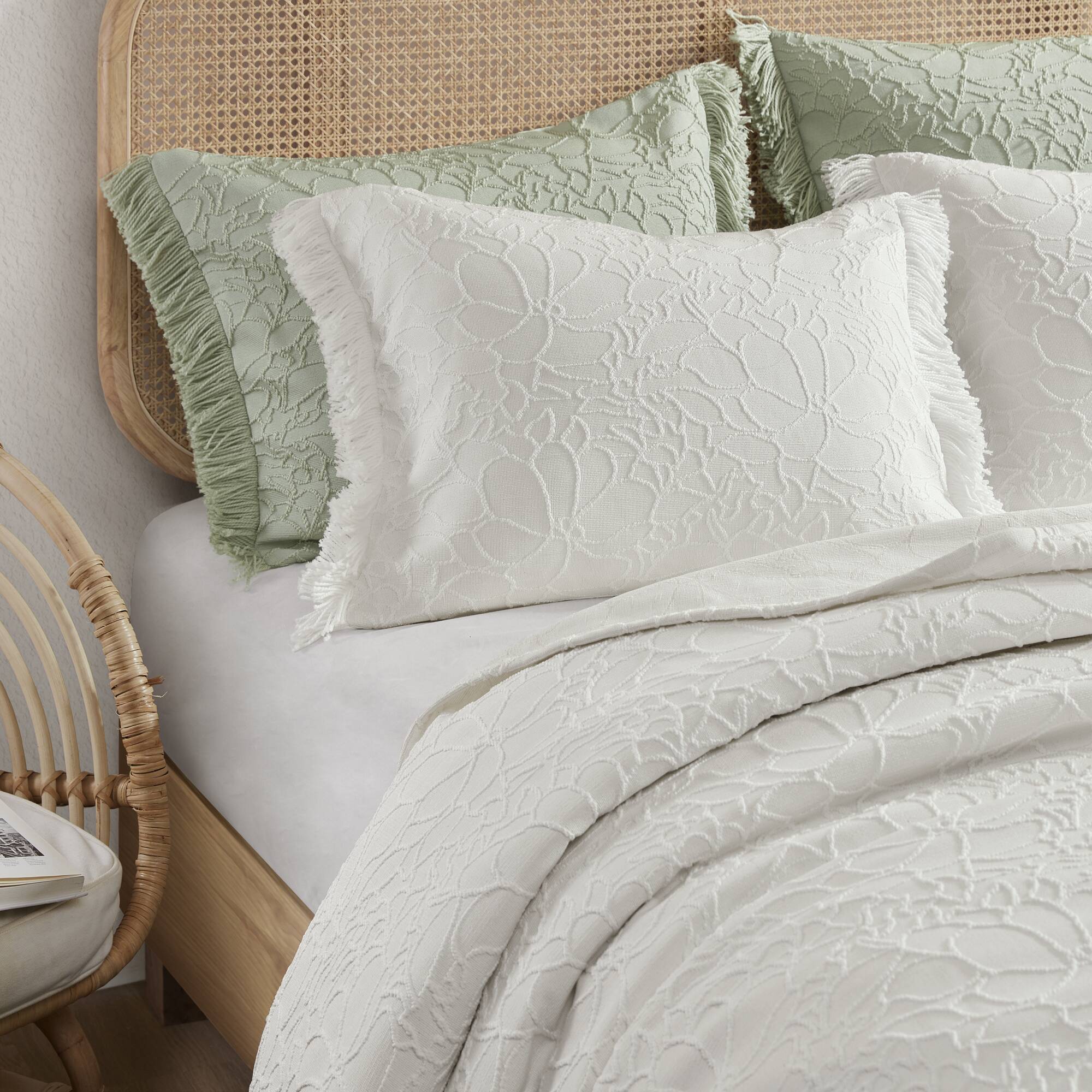 Willow - 3 Piece Queen Bedspread Set - White - Image 4