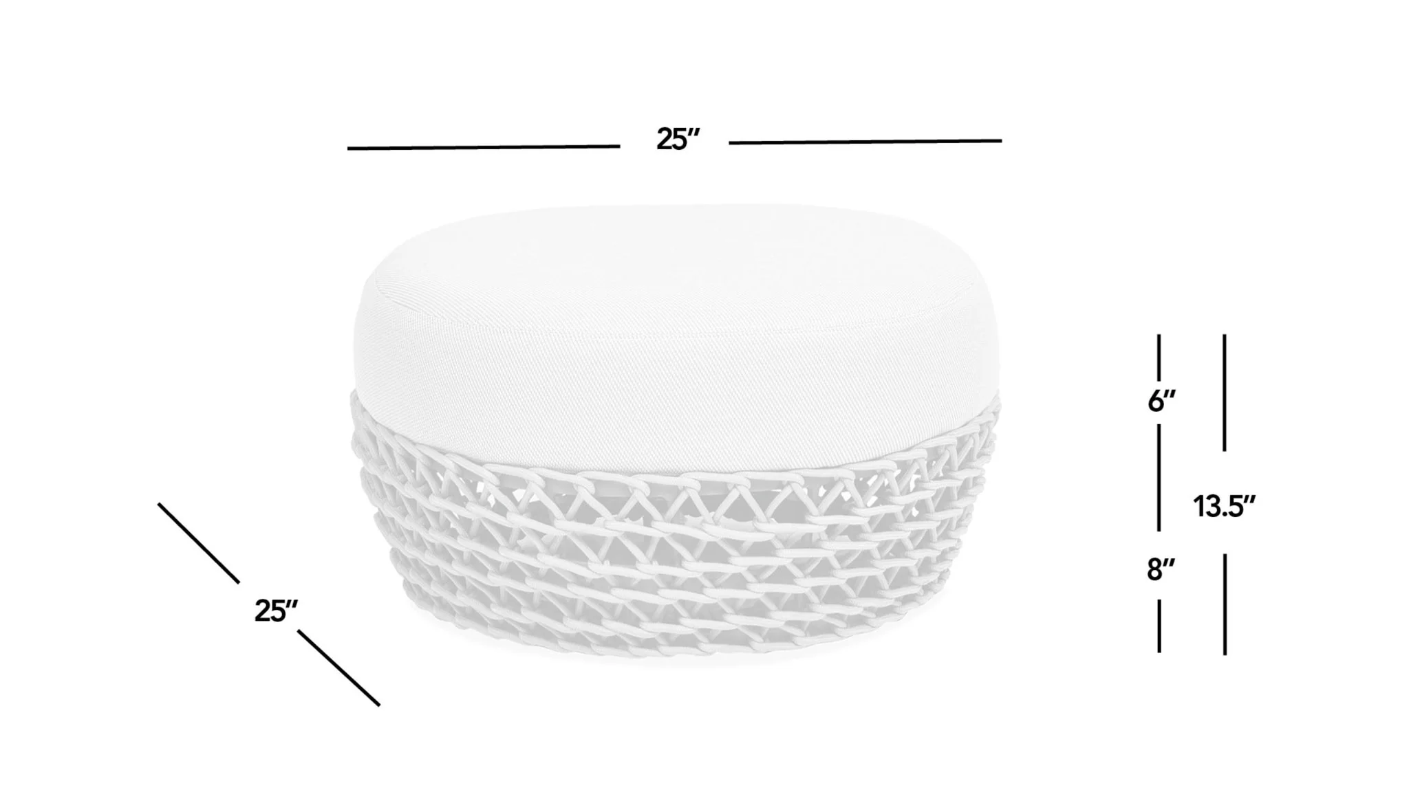 Willow - Round Upholstered Patio Ottoman - Image 8