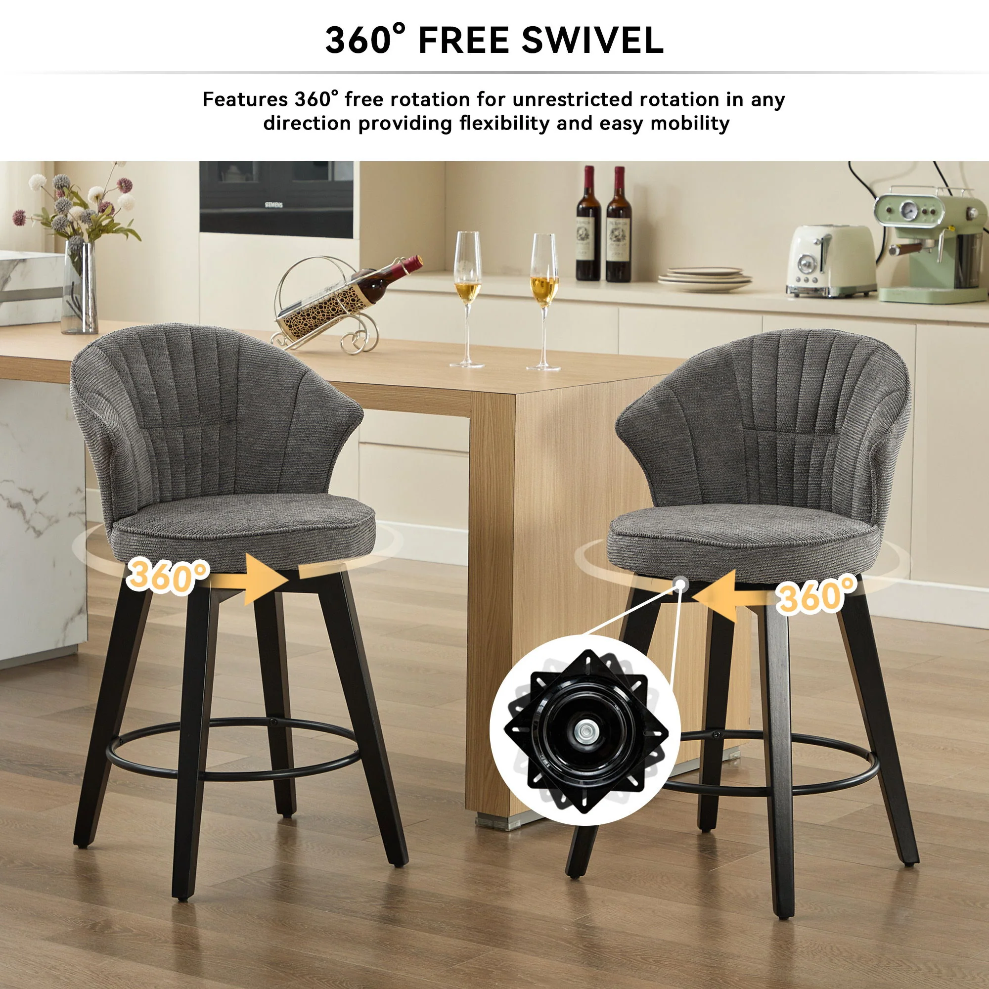 Wing Back Swivel Bar Stools (Set of 2) - Image 7