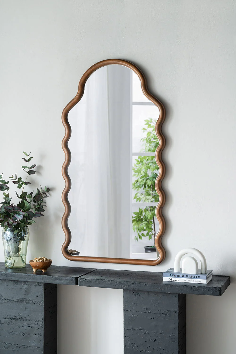 Wood Mirror With Unique Frame - Brown - Image 3